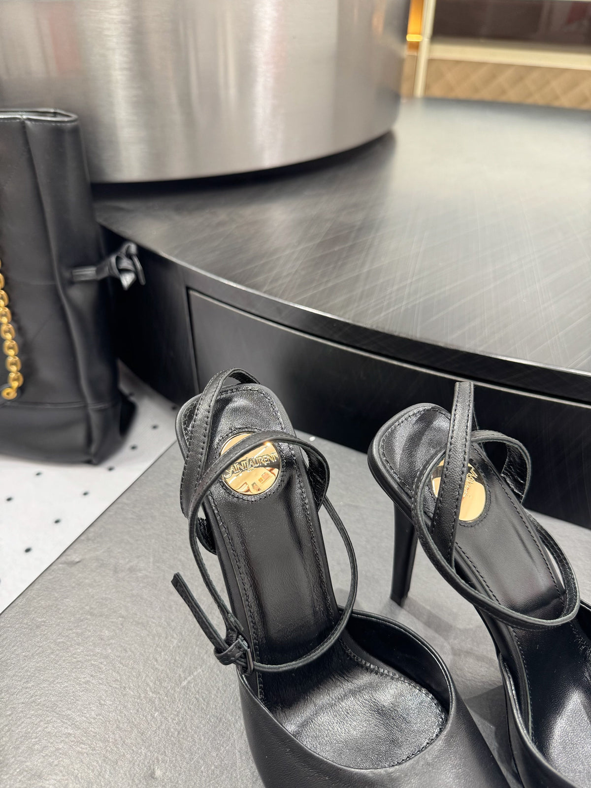 YSL 26S Square-Toe High Heels 105 Mm Black Calfskin