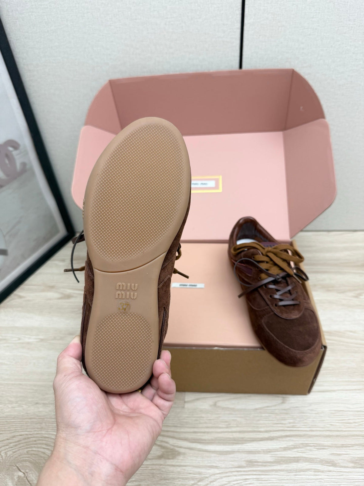 Miumiu 26s Sneakers Dark Brown Suede Style 11
