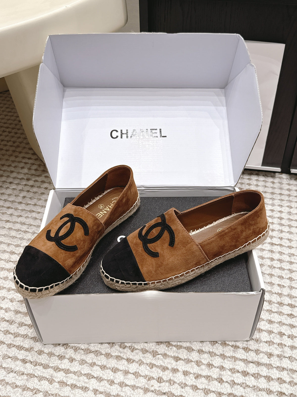 CC 26S Espadrille Slip-Ons in Brown Mix Black Suede
