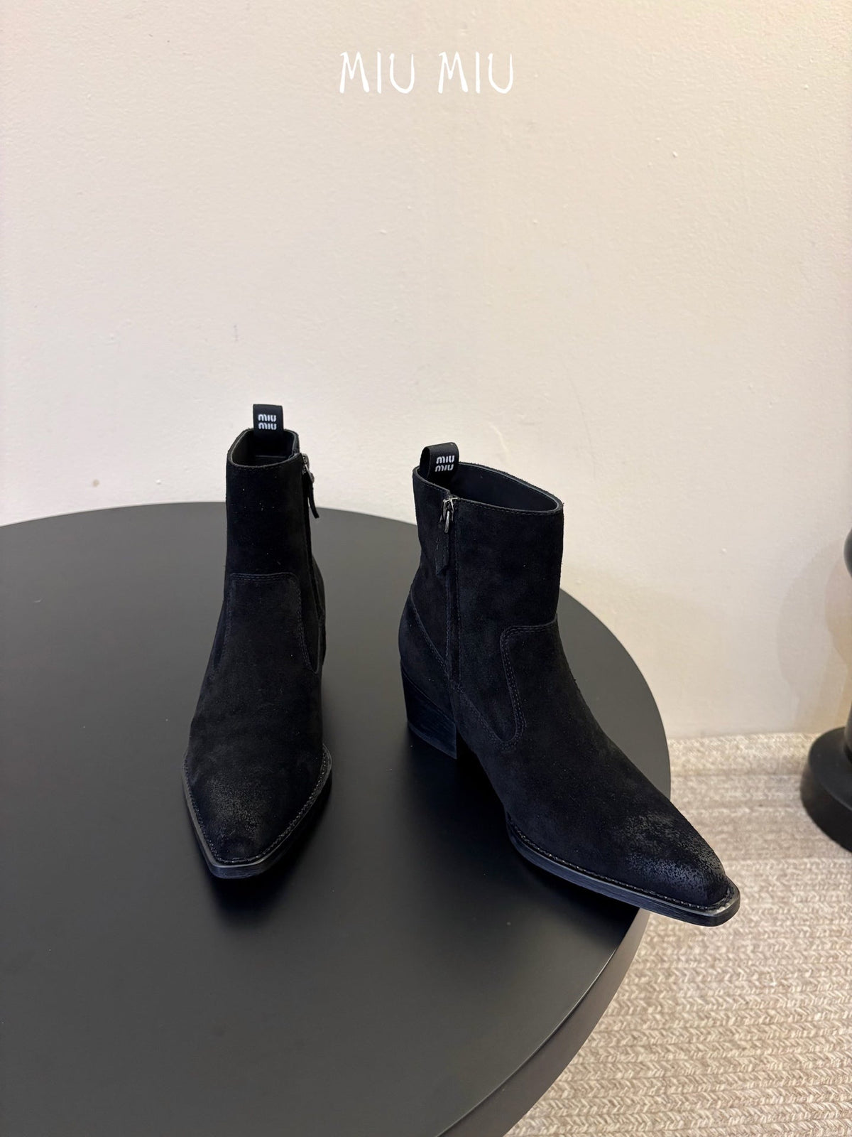 Miumiu 26s Western Ankle Boots Black Suede