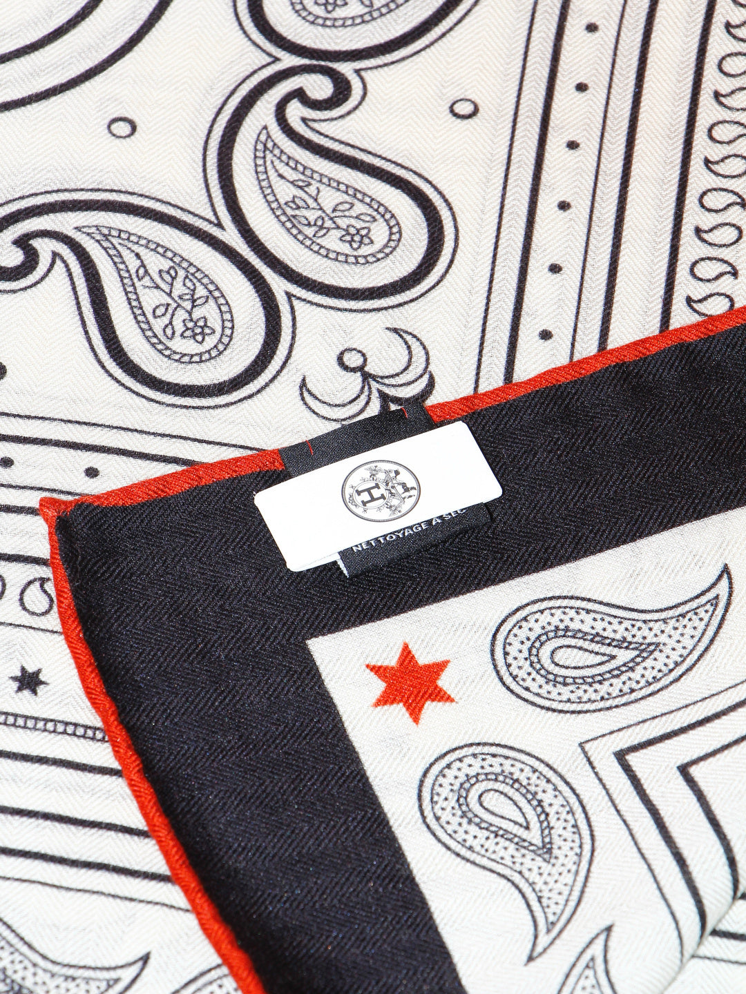 Hermès 2026 Bandana Scarf 140cm Black White Cashmere And Silk 218152