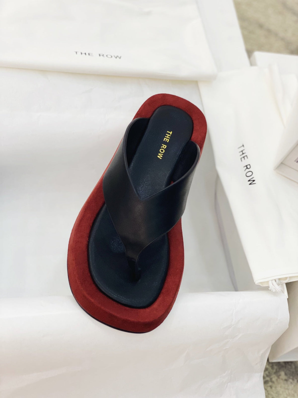 The Row 26s Ginza Sandals Black Bordeaux Smooth Leather 156122