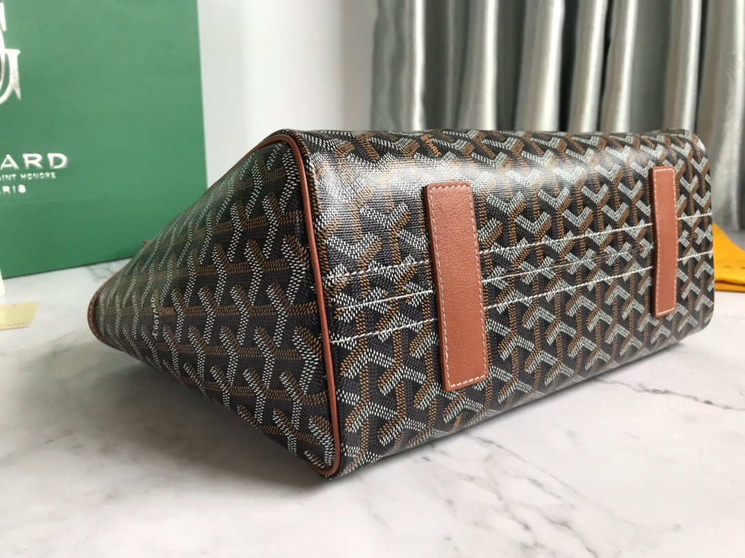 Goyard Rouette Souple Bag 31cm Black Tan Canvas & Calfskin