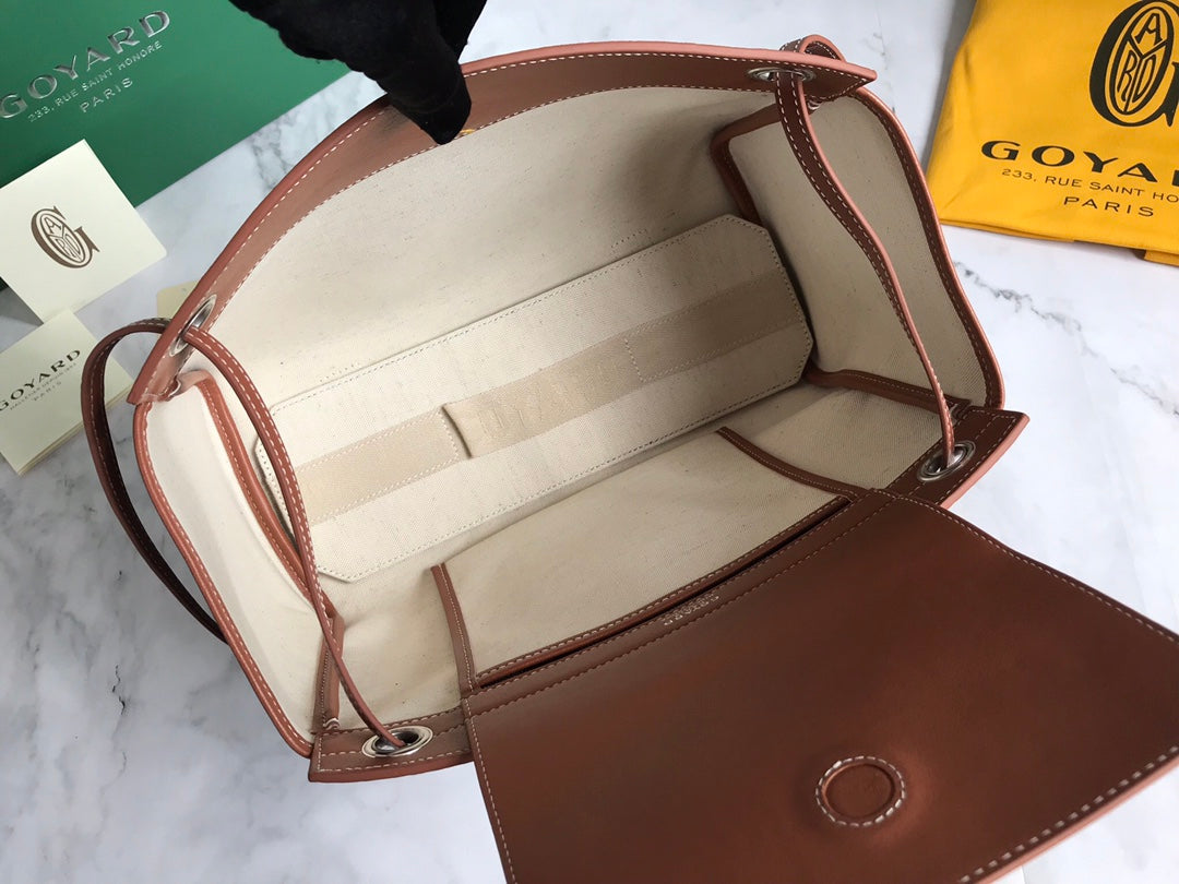 Goyard Rouette Souple Bag 31cm Black Tan Canvas & Calfskin