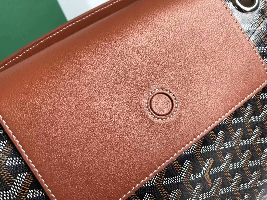 Goyard Rouette Souple Bag 31cm Black Tan Canvas & Calfskin