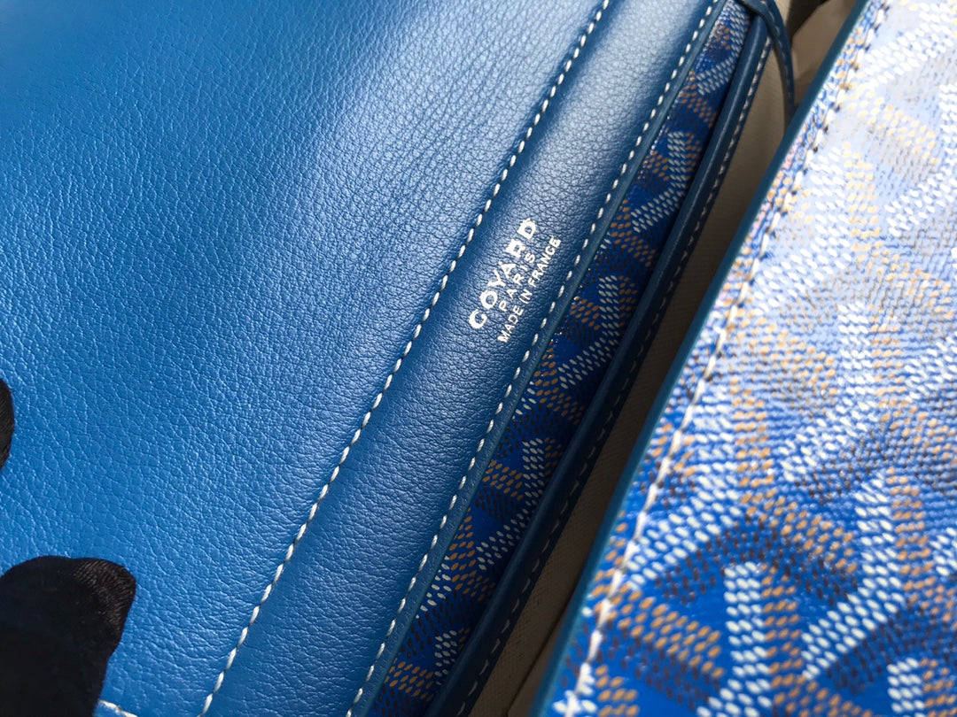 Goyard Rouette Souple Bag 31cm Blue Canvas & Calfskin