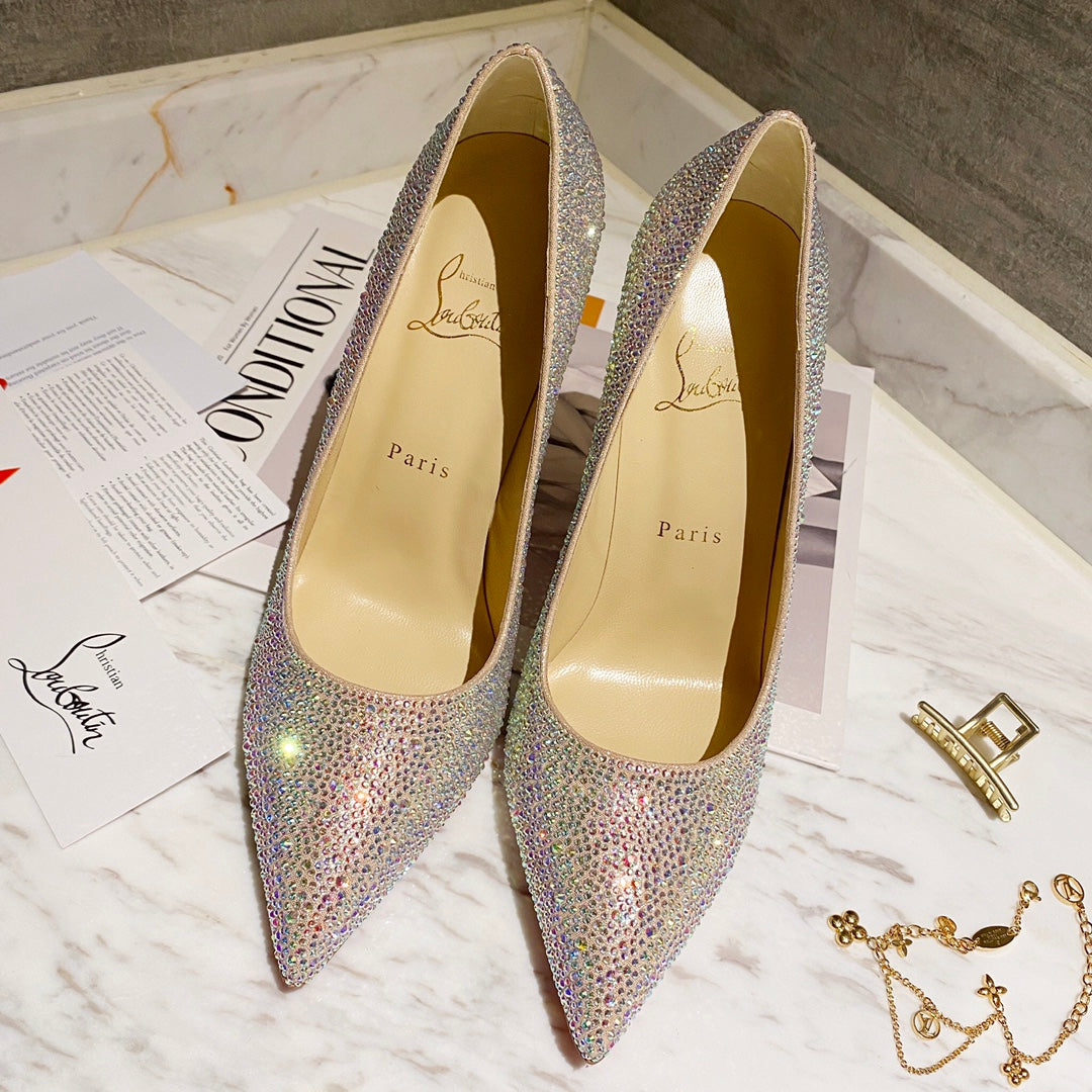 CL Kate Strass Degrade Pumps 100mm Suede Multicolor
