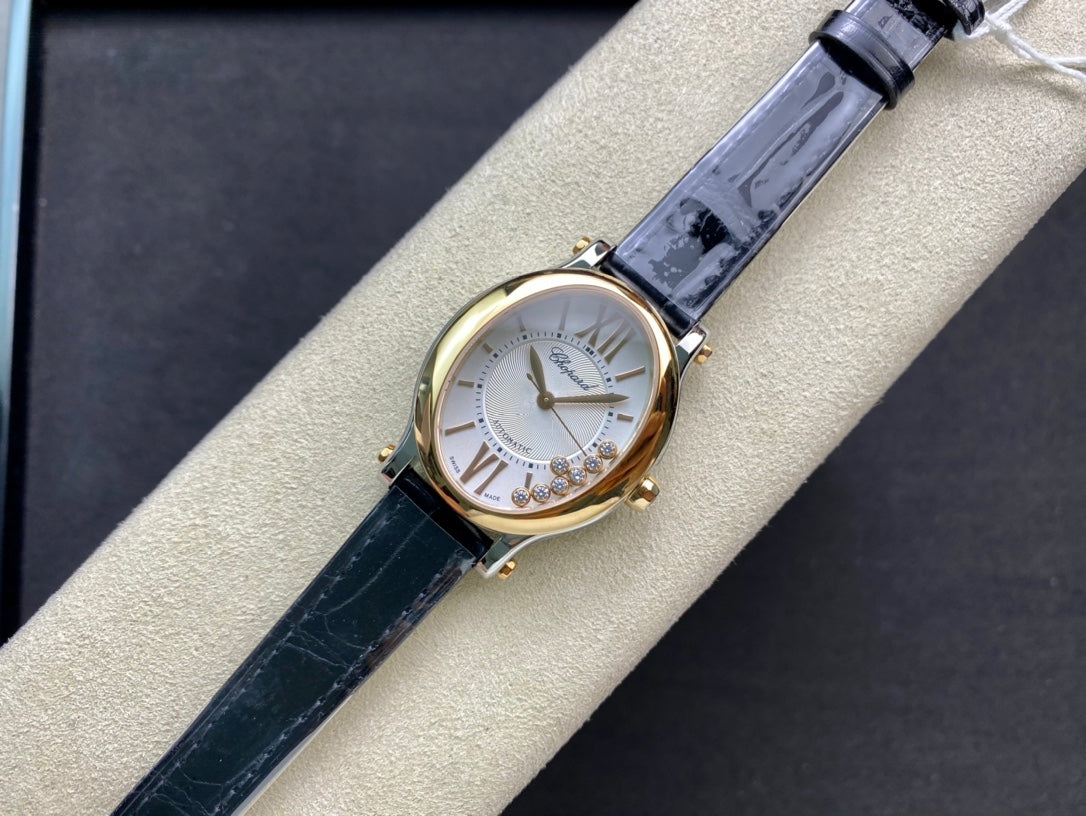 Happy Diamond 30mm Gold White Dial