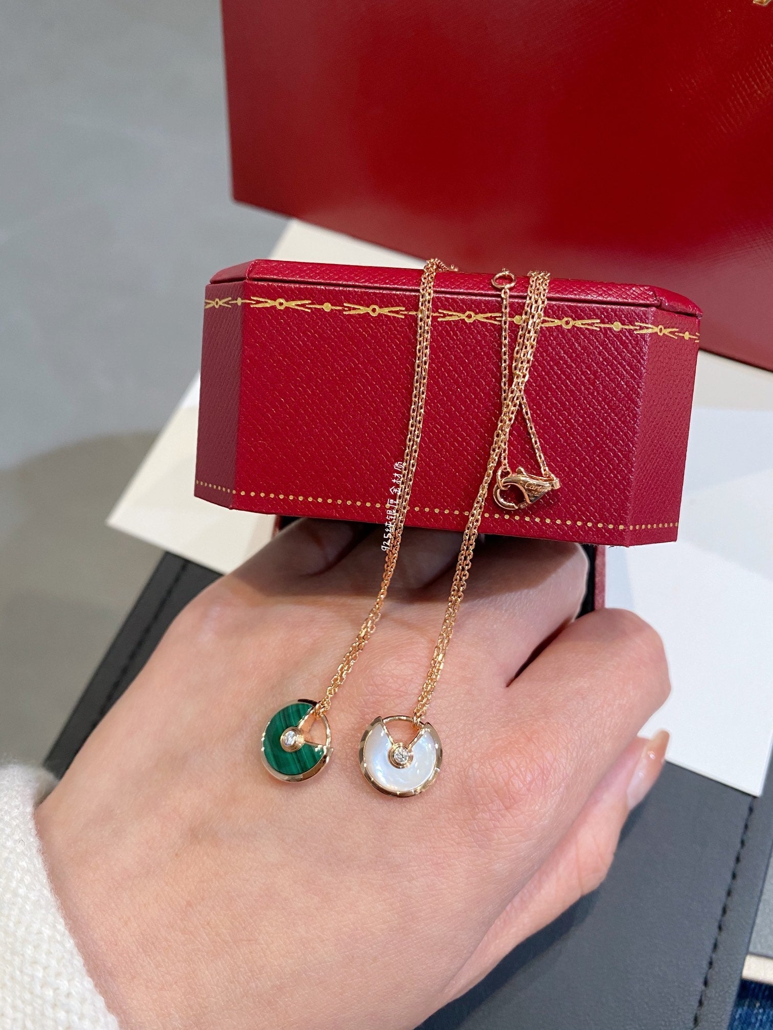 Cartier Necklace Amulette  Green Pink Gold