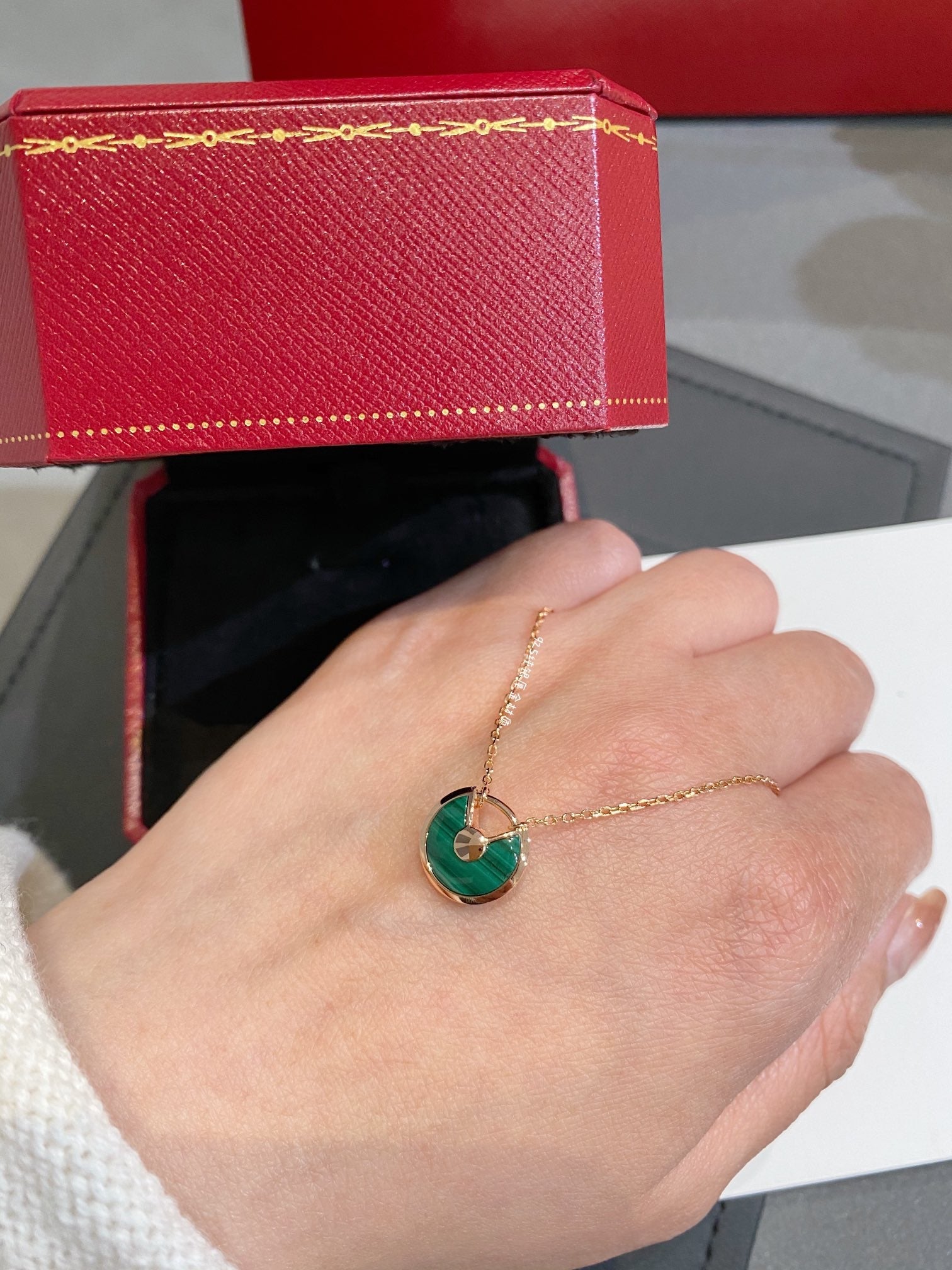 Cartier Necklace Amulette  Green Pink Gold