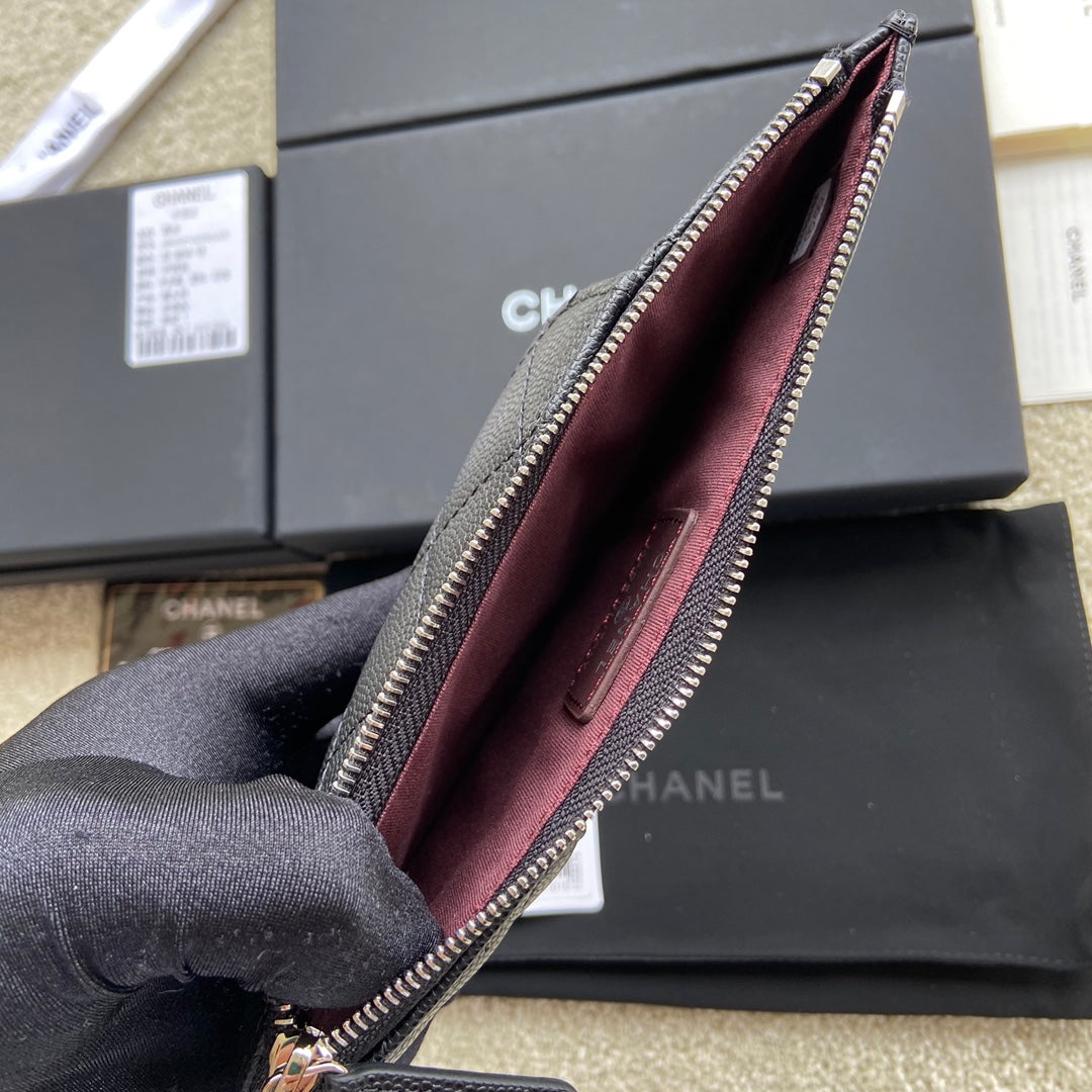 CC Classic Phone Pouch Black Caviar Sliver Steel 229651