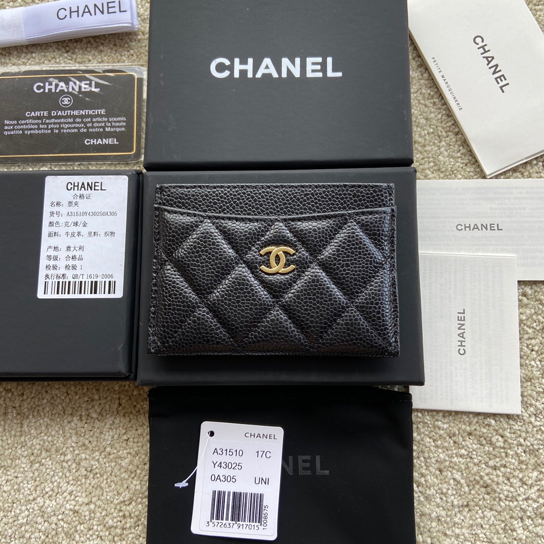 CC Classic Card Holder Black Caviar GHW 173998