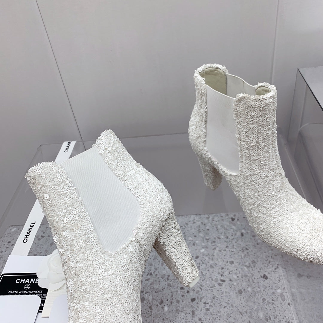 CC 26s Chelsea Boots 8cm White White Sequins 162835