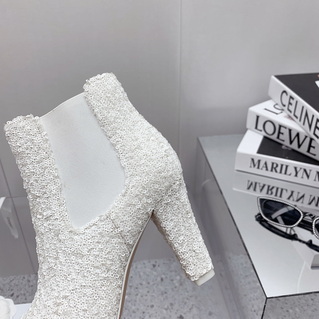 CC 26s Chelsea Boots 8cm White White Sequins 162835