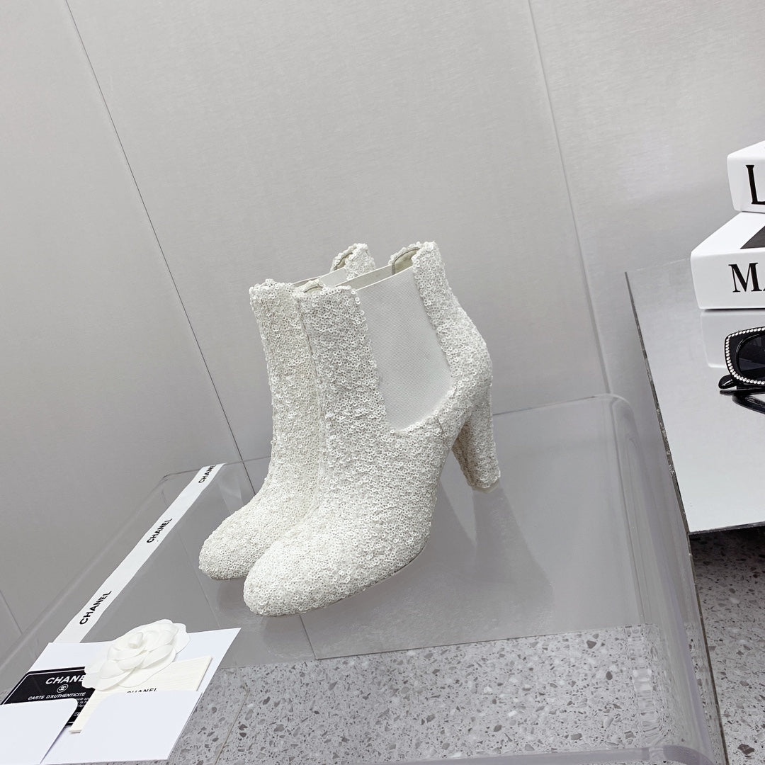 CC 26s Chelsea Boots 8cm White White Sequins 162835