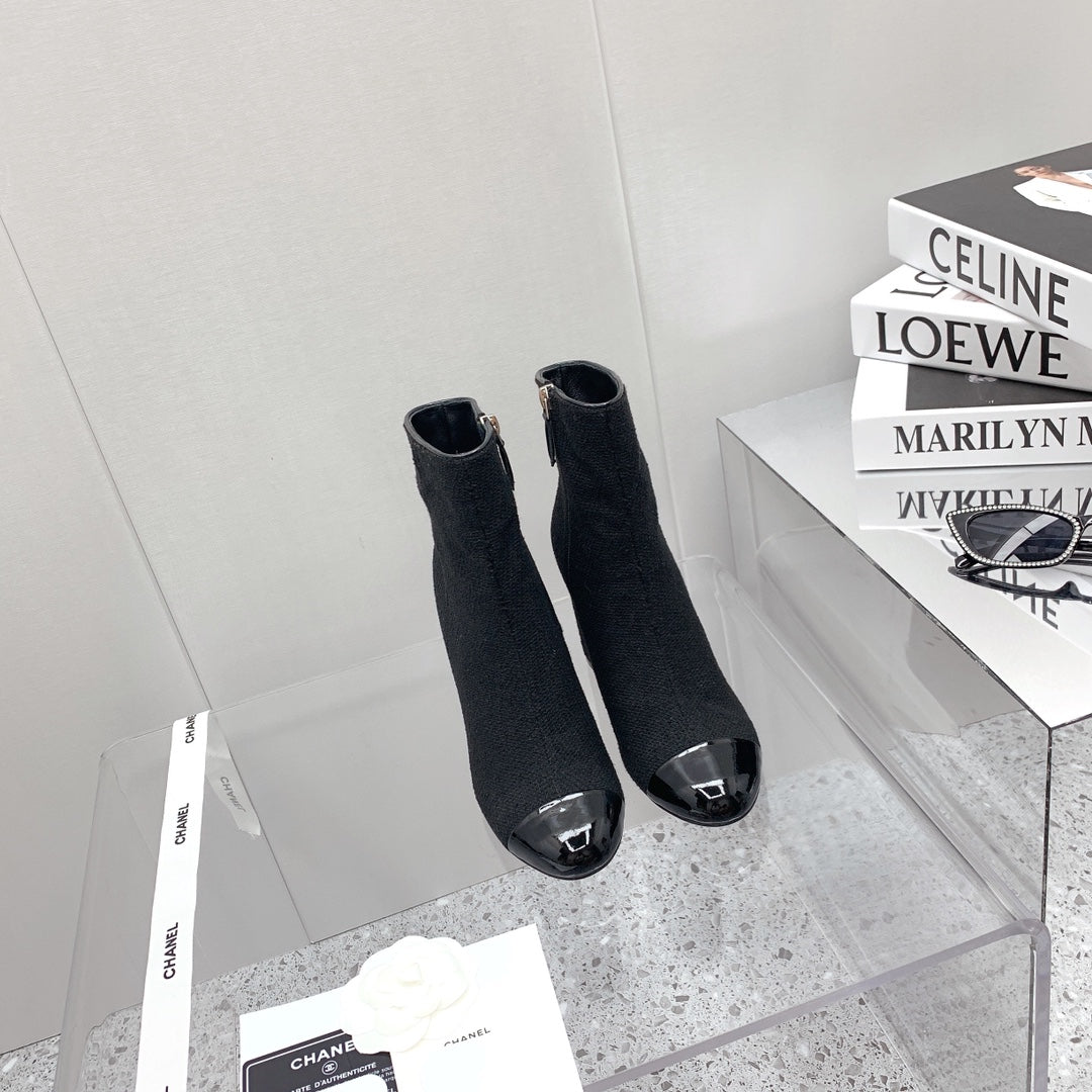 CC 26s Ankle Boots 8cm Black White Tweed 162842