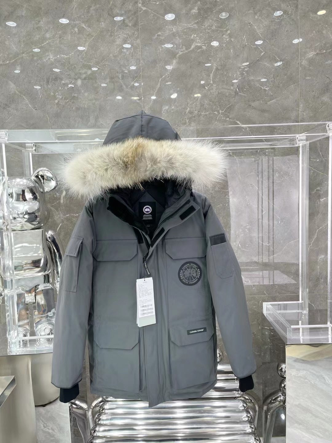 C. Goose Bomber Jacket Grey Polyester 0030