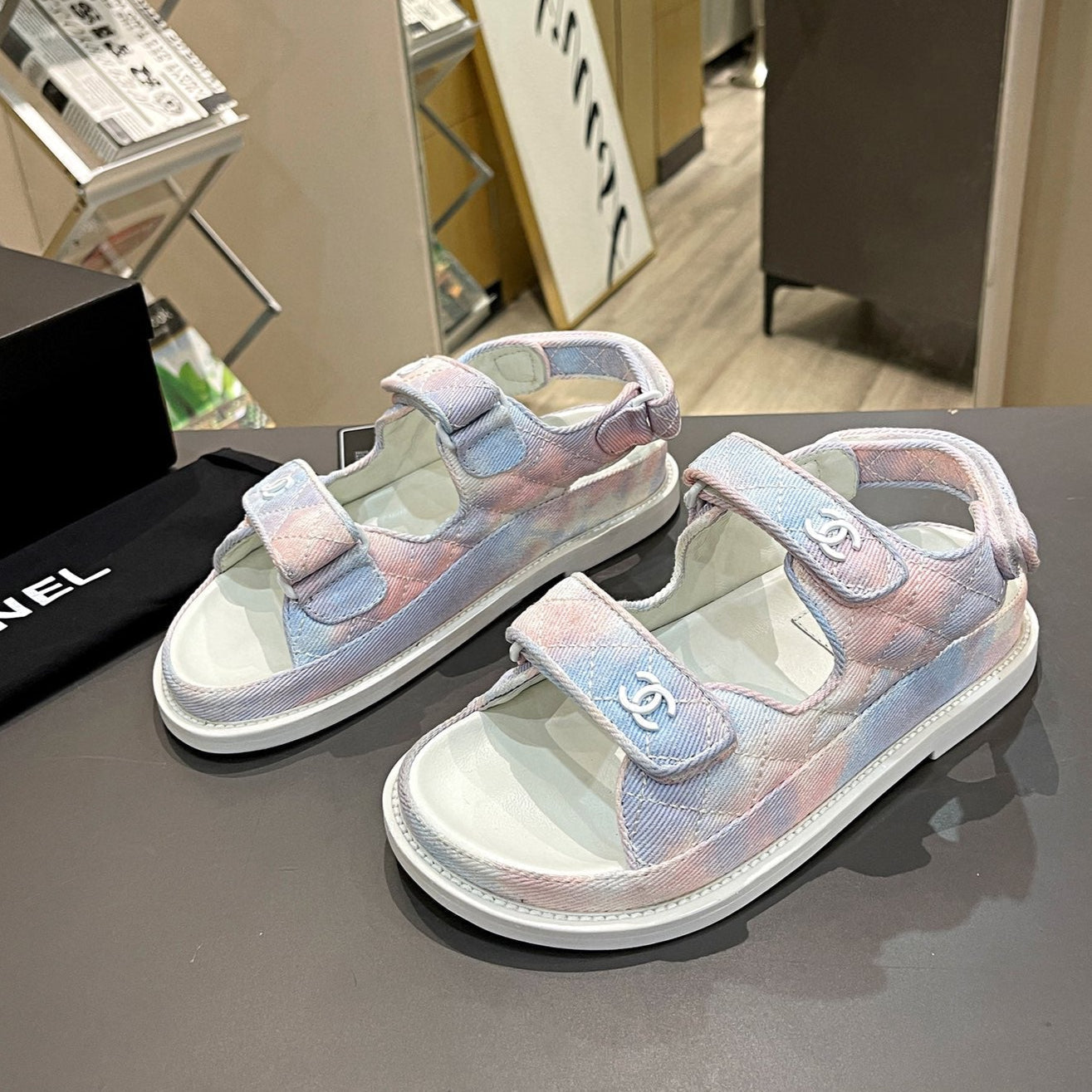 CC Dad Sandal Multicolor Denim Cream Calfskin
