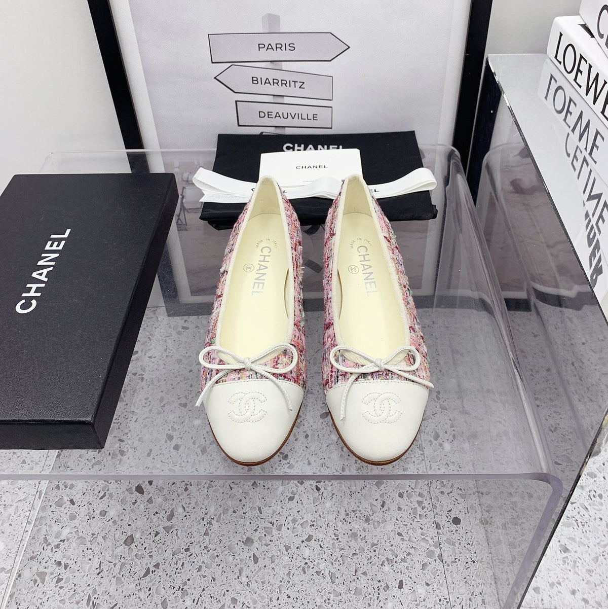 CC 2026 Logo Ballet Flats Pink Tweed 161609