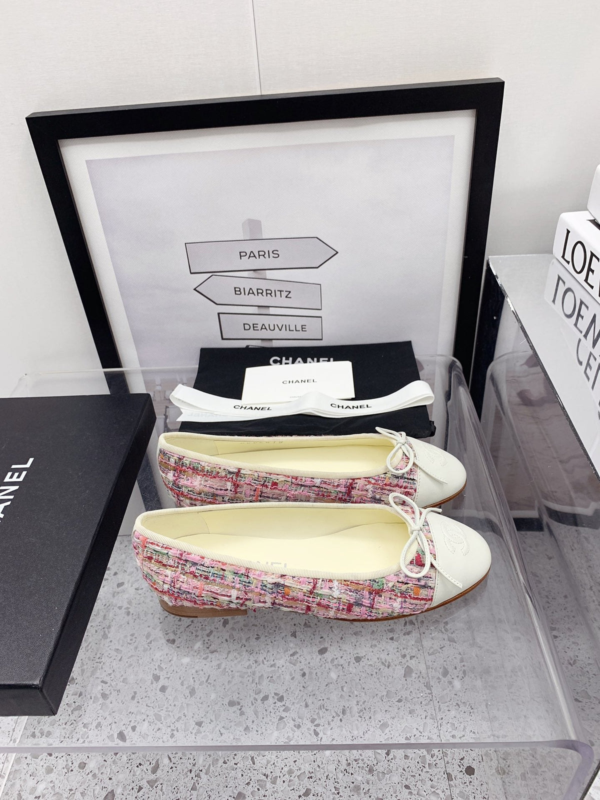 CC 2026 Logo Ballet Flats Pink Tweed 161609