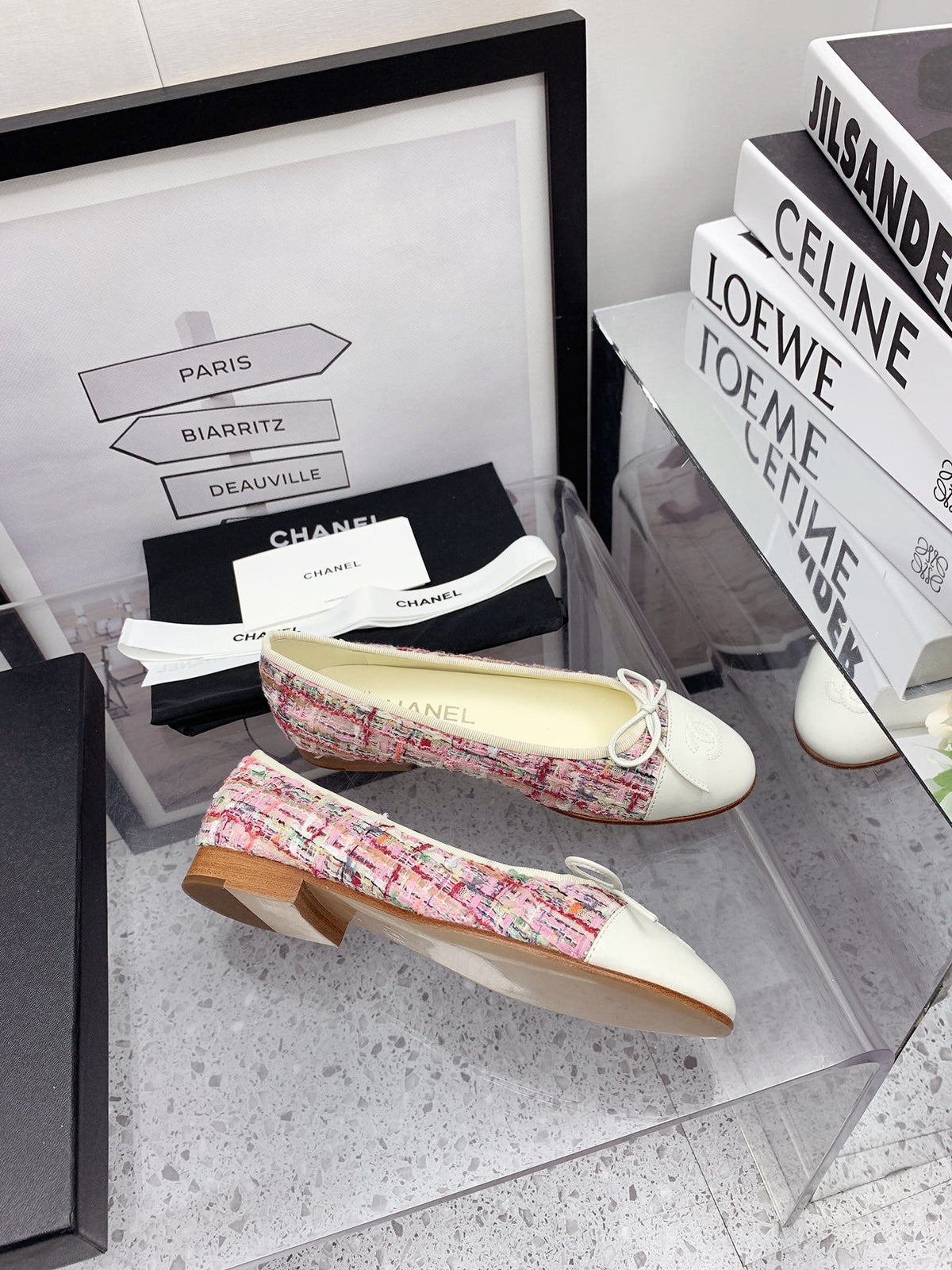 CC 2026 Logo Ballet Flats Pink Tweed 161609
