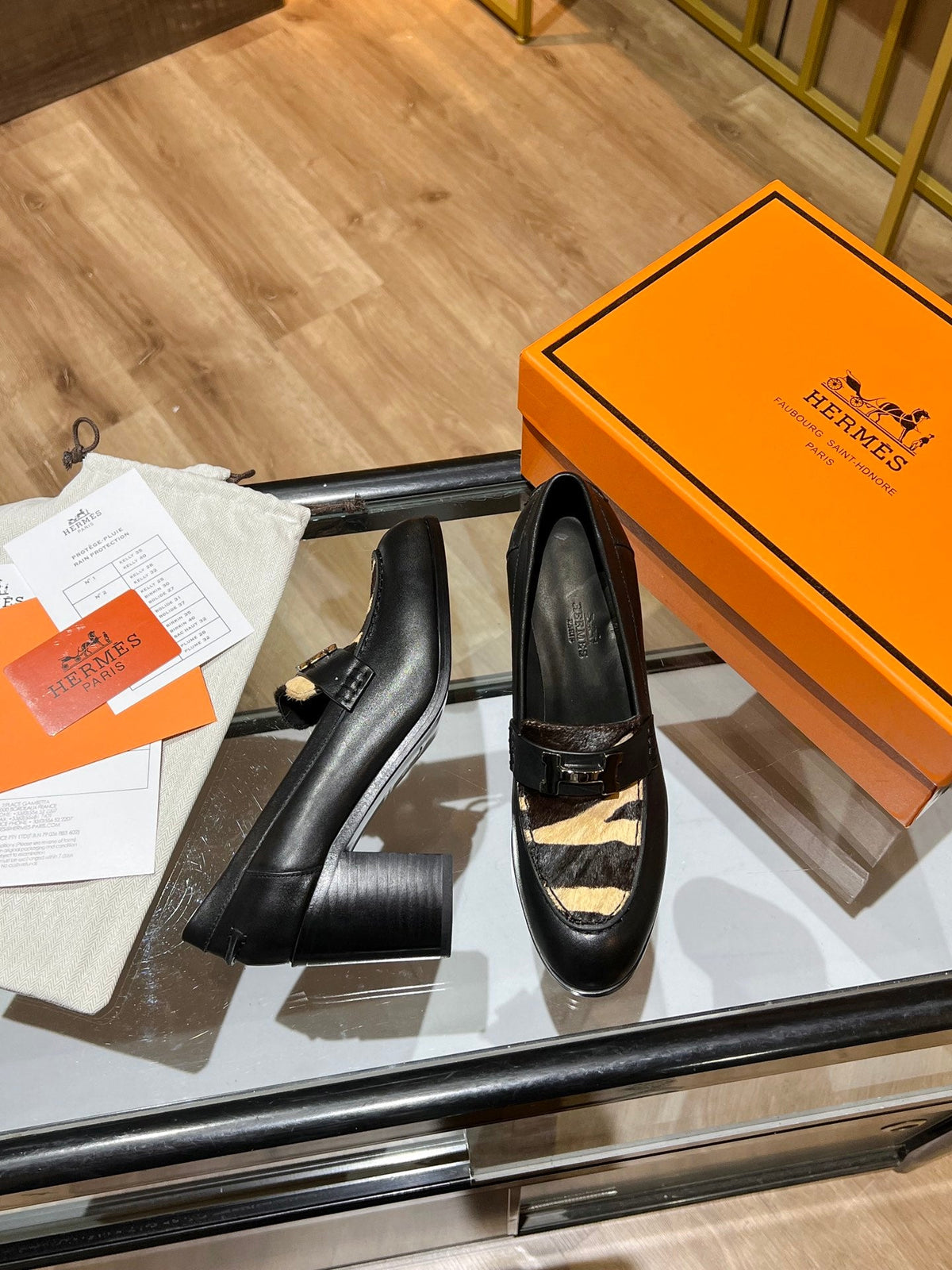 HM 26s Dauphine Loafers 7cm Black Pony Hair 149085