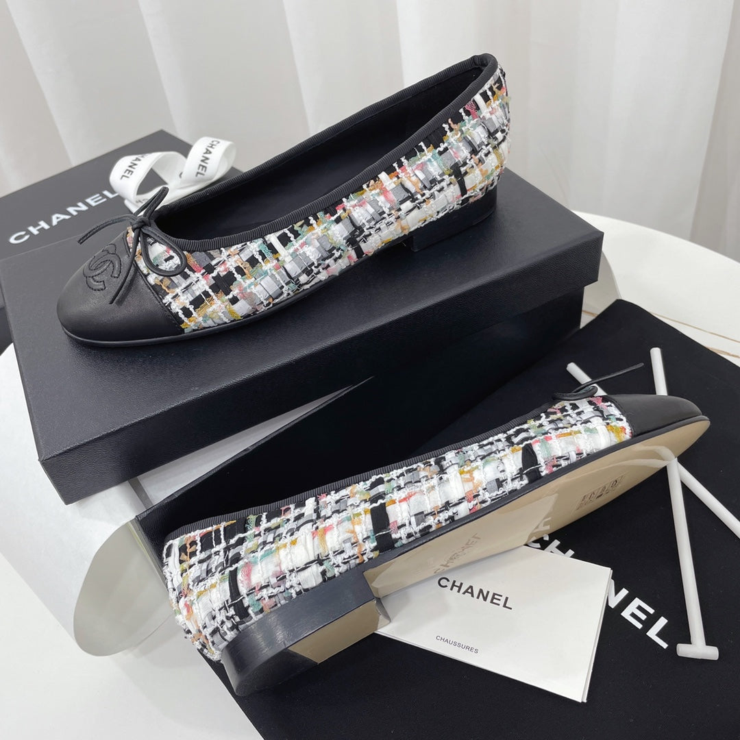 CC 26s Ballet Flat Black Colorful Tweed Leather 944420