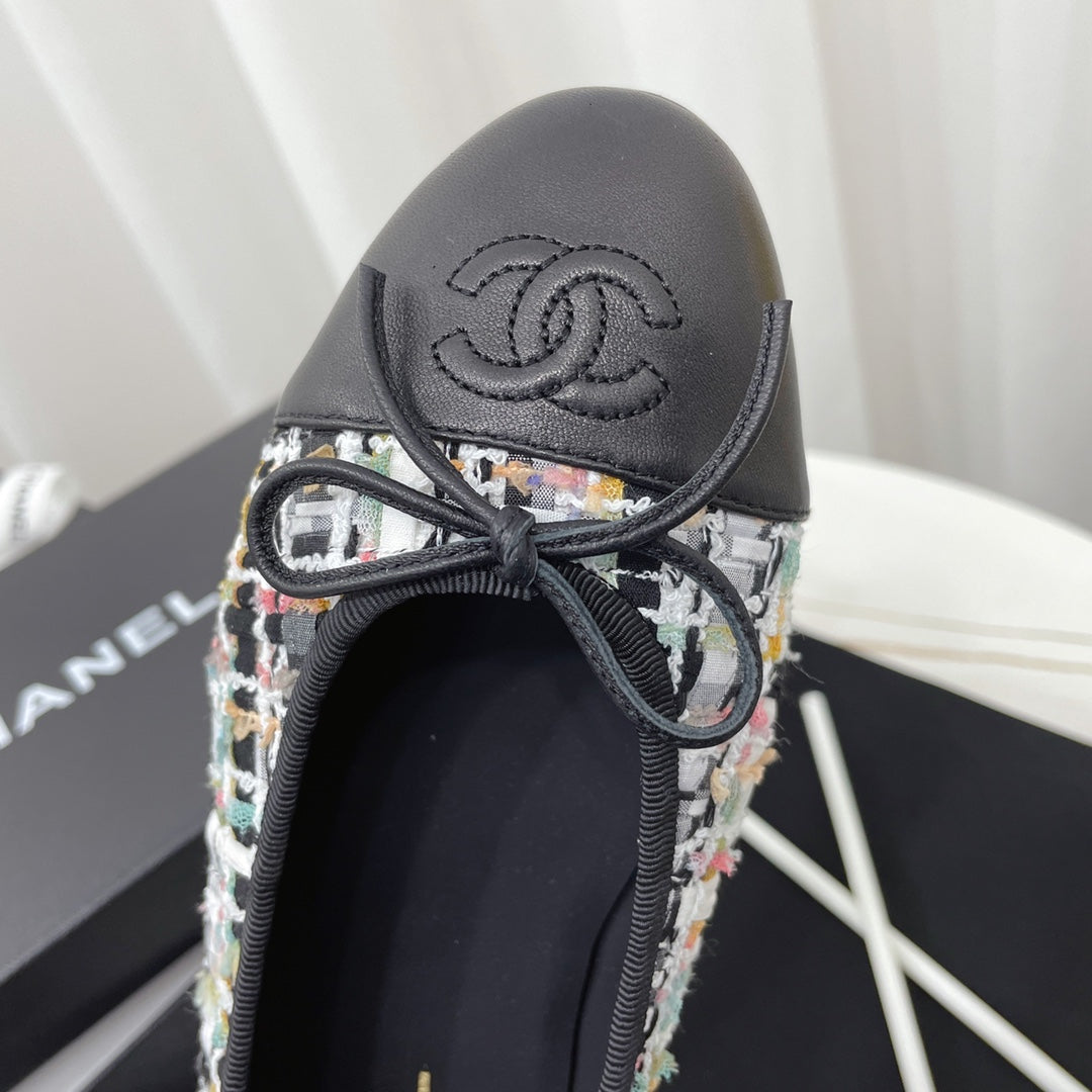 CC 26s Ballet Flat Black Colorful Tweed Leather 944420