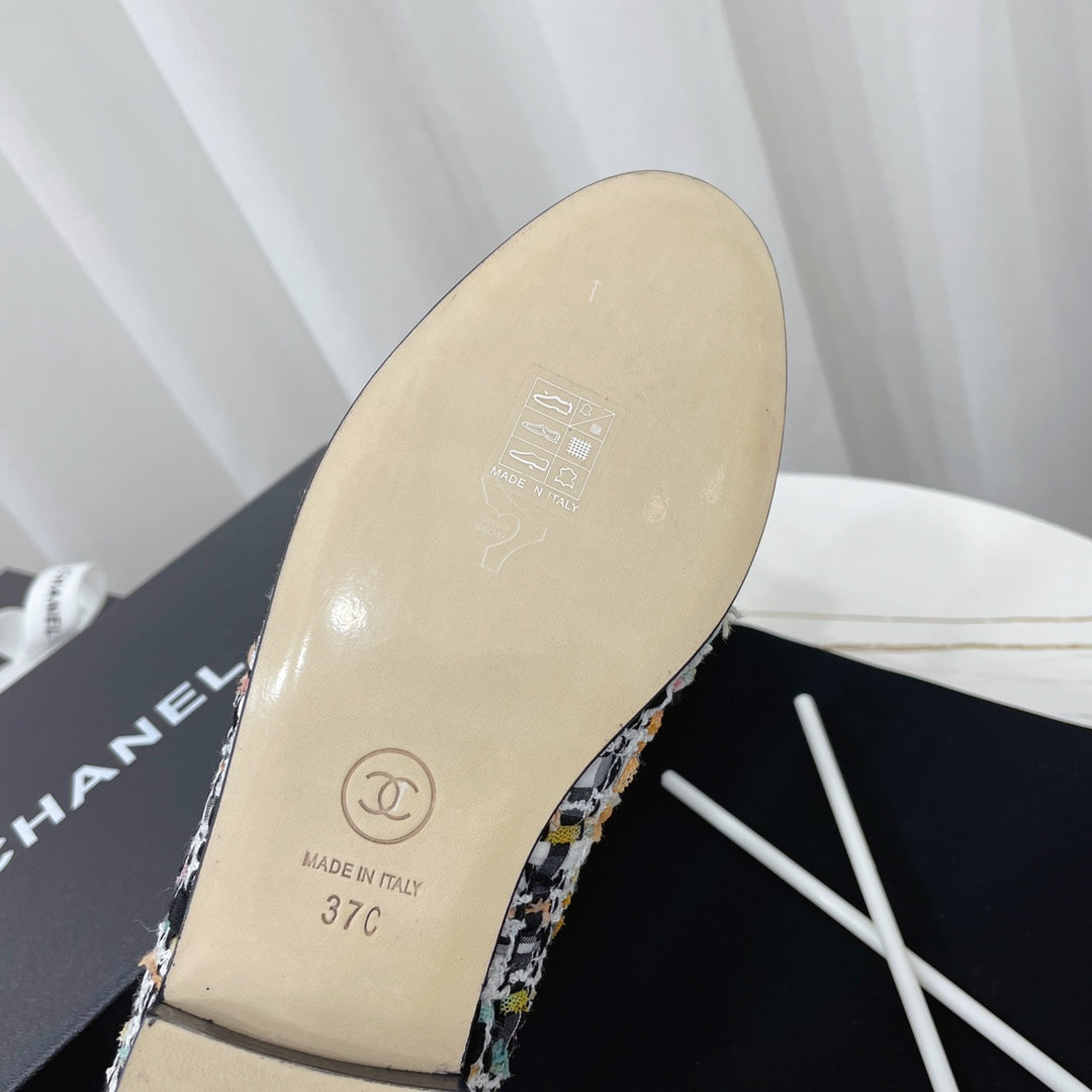 CC 26s Ballet Flat Black Colorful Tweed Leather 944420
