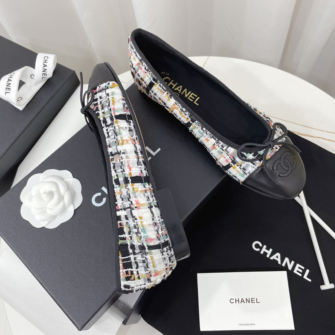 CC 26s Ballet Flat Black Colorful Tweed Leather 944420