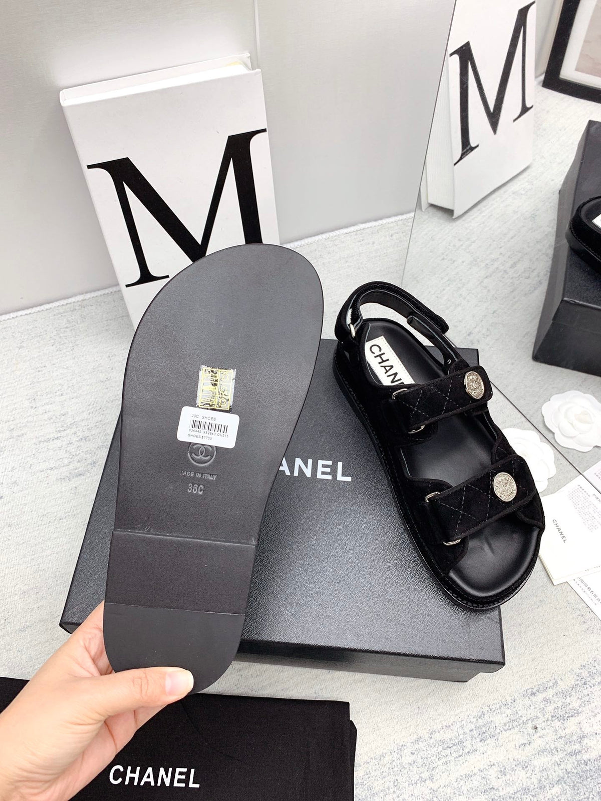 CC 2026 Logo Dad Sandals Black Suede 161744