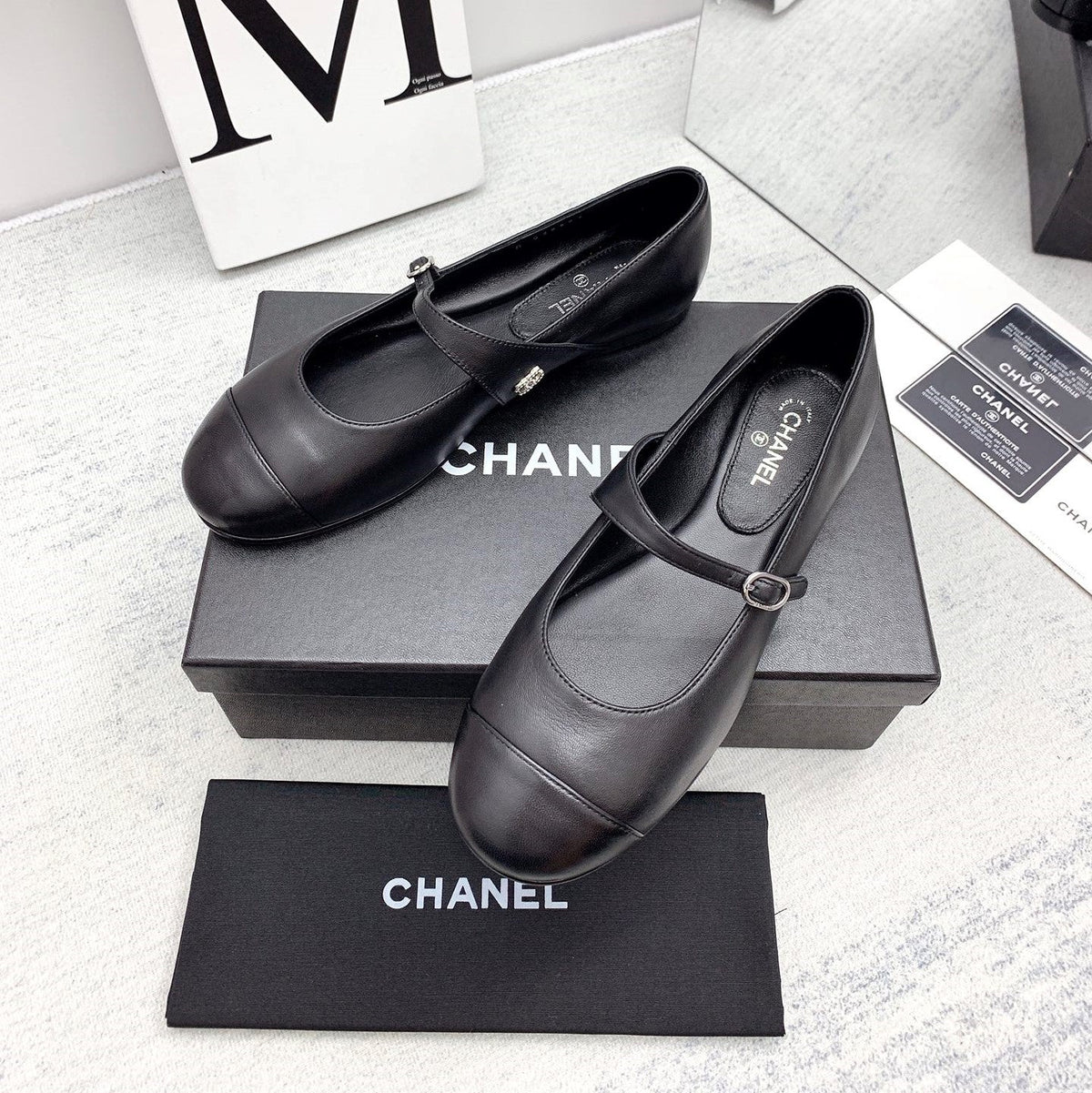CC 2026 Logo Mary Jane Ballet Flats Black Leather 161752