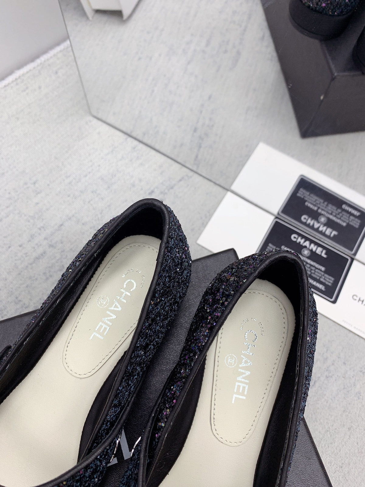 CC 2026 Logo Mary Jane Ballet Flats Black Glitter 161751