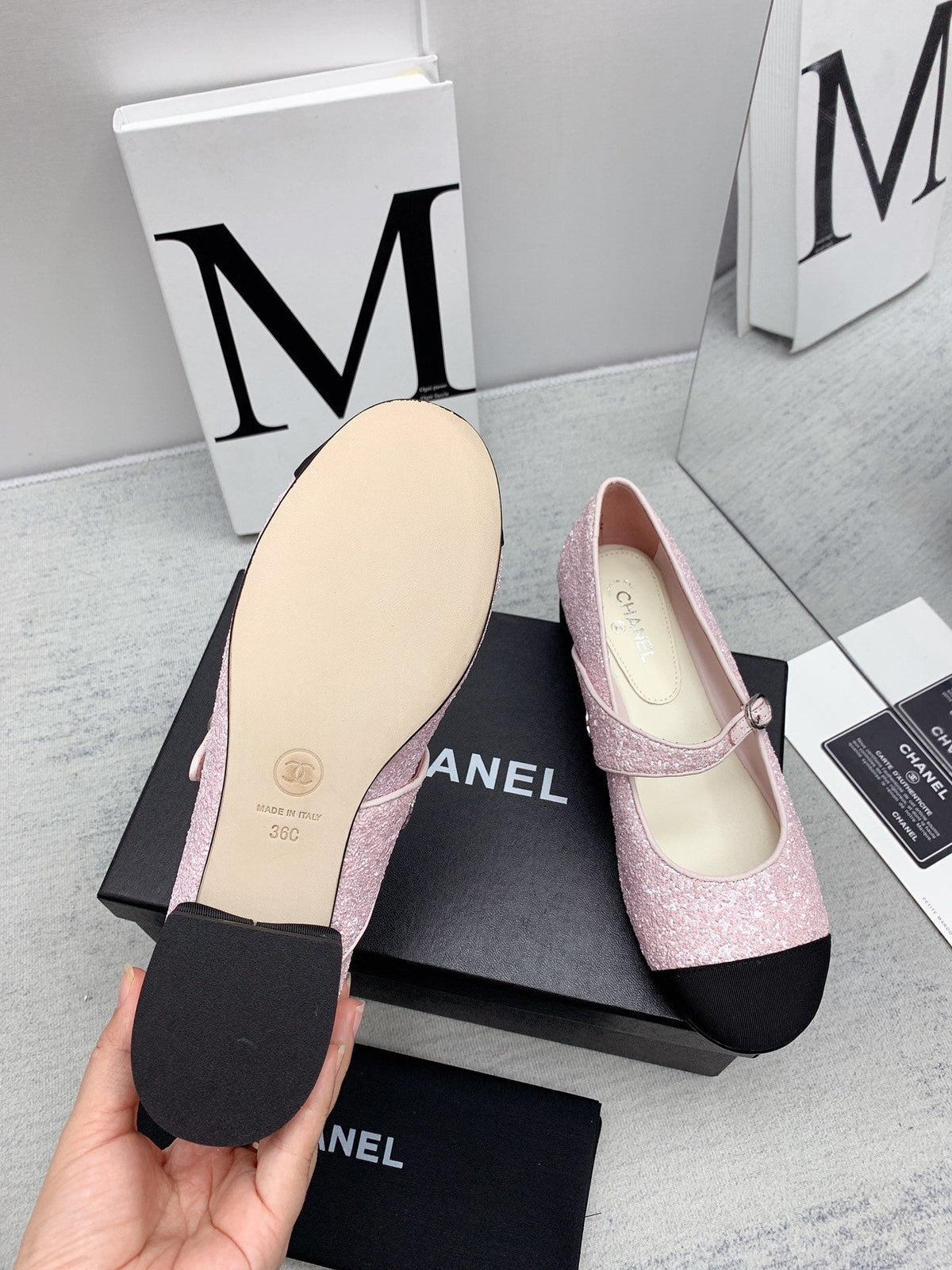 CC 2026 Logo Mary Jane Ballet Flats Pink Tweed 161753