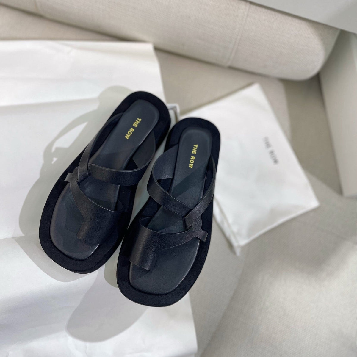 The Row 26s Ginza Sandals Black Smooth Leather 156124