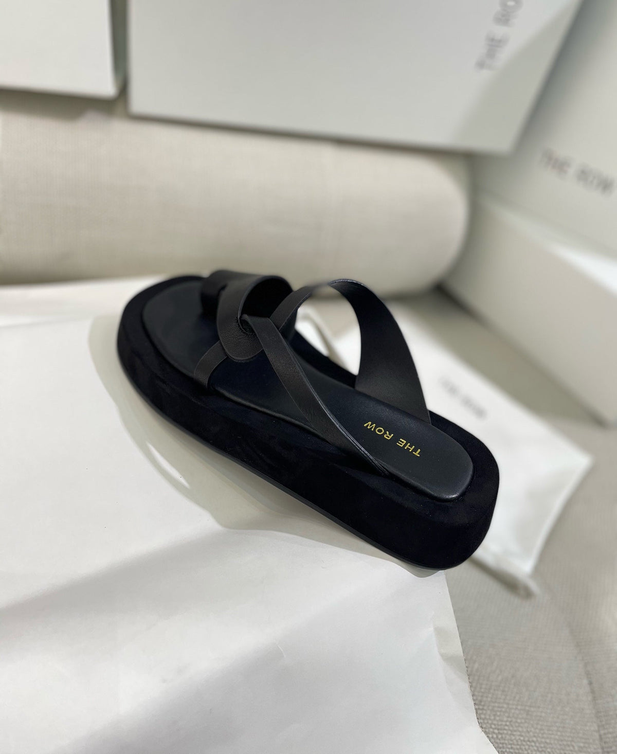 The Row 26s Ginza Sandals Black Smooth Leather 156124