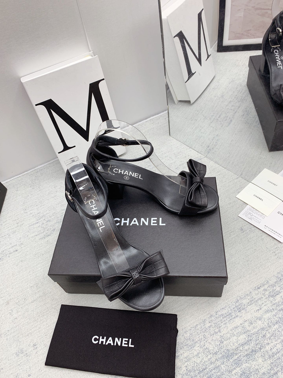 CC 26s Ankle Strap Sandals 6cm Black Leather 163414