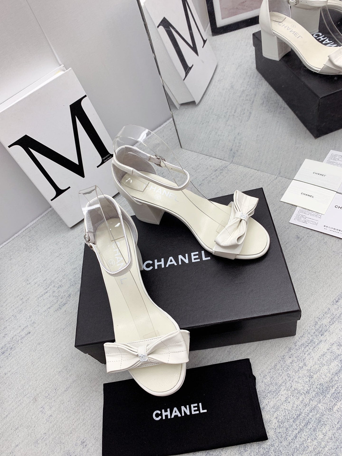 CC 26s Ankle Strap Sandals 6cm White Leather 163411