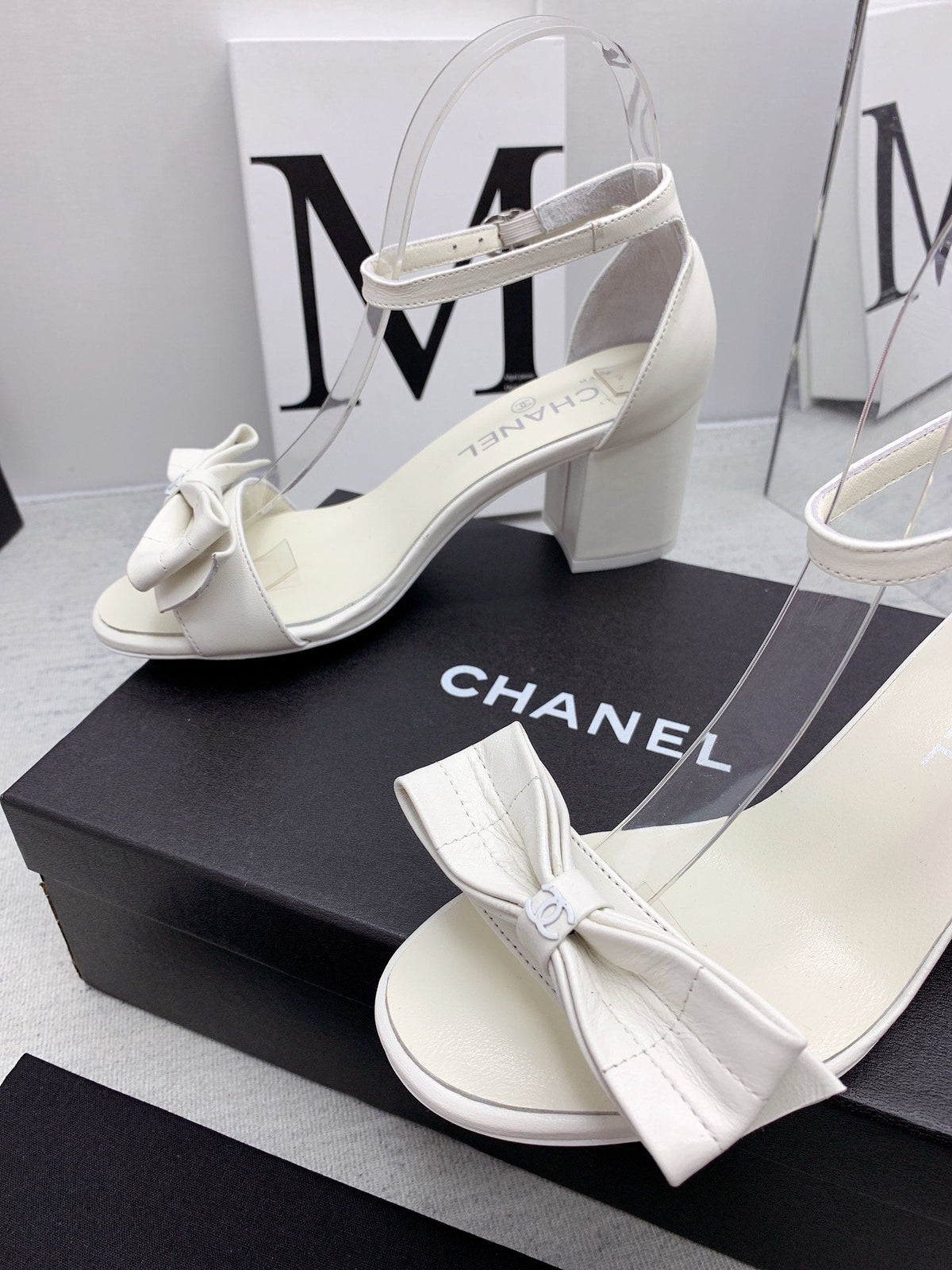 CC 26s Ankle Strap Sandals 6cm White Leather 163411