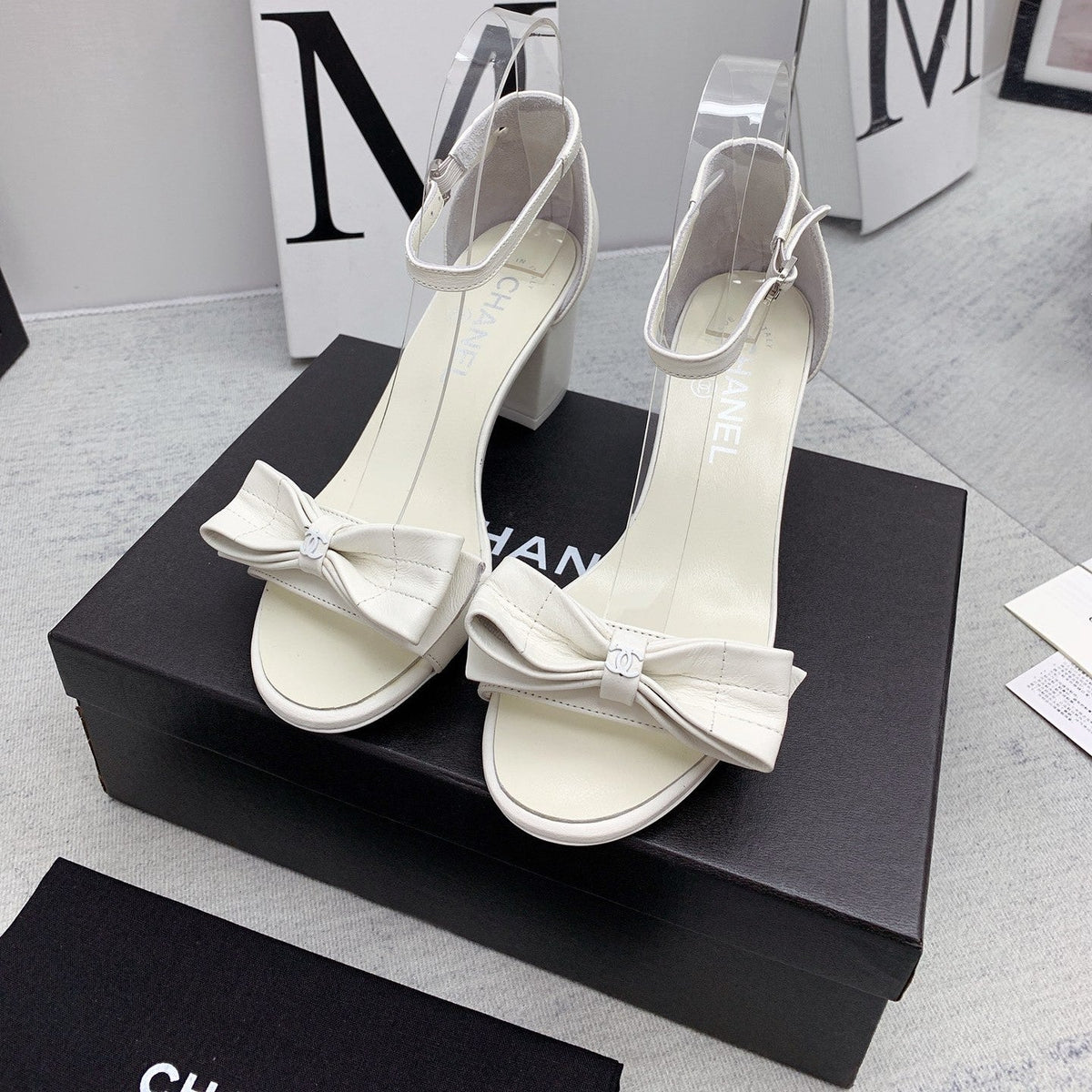 CC 26s Ankle Strap Sandals 6cm White Leather 163411