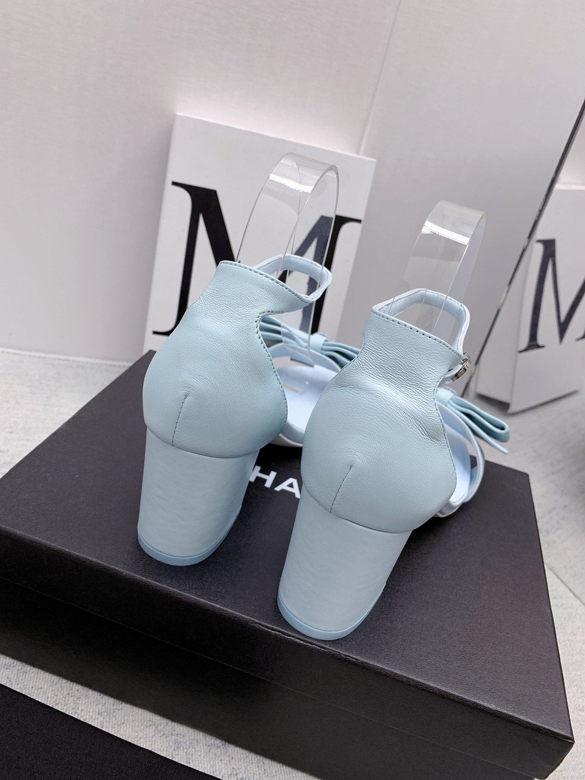 CC 26s Ankle Strap Sandals 6cm Light Blue Leather 163417