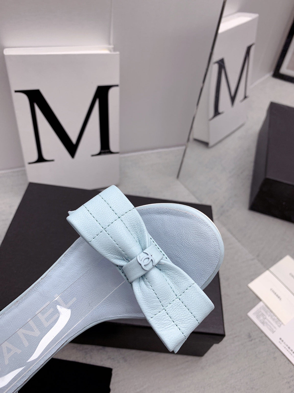 CC 26s Ankle Strap Sandals 6cm Light Blue Leather 163417