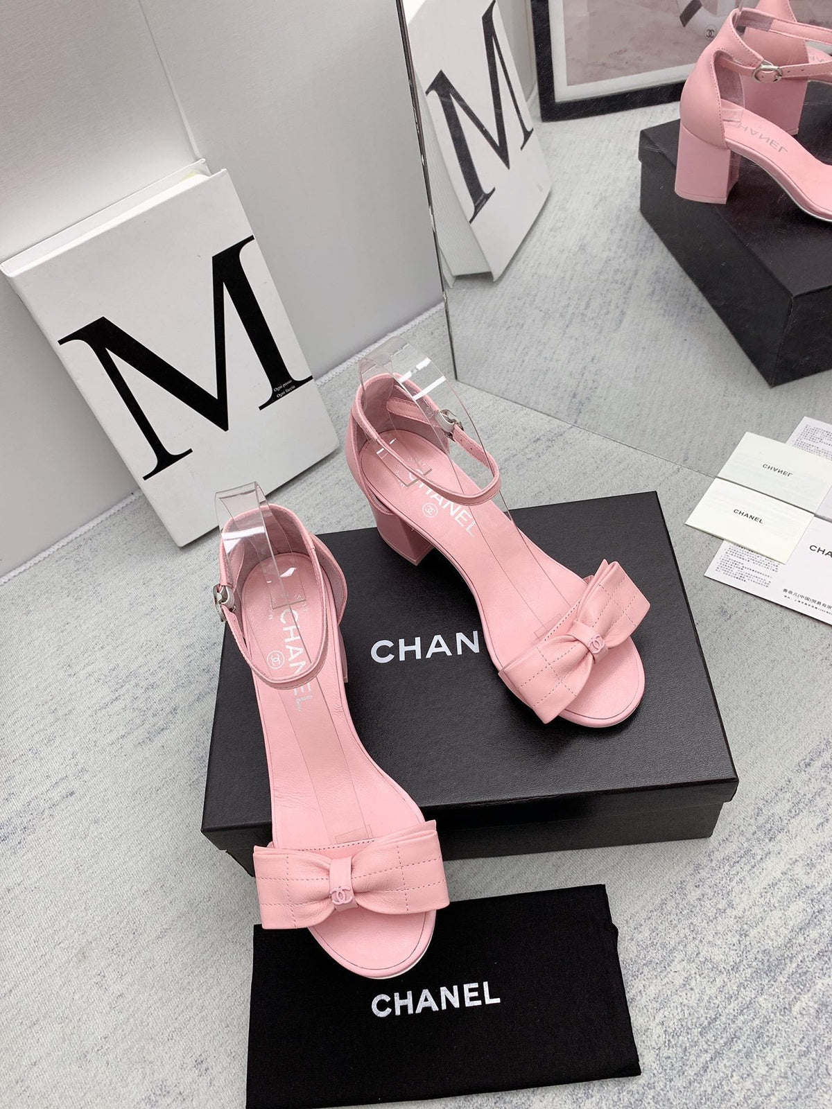 CC 26s Ankle Strap Sandals 6cm Pink Leather 163410