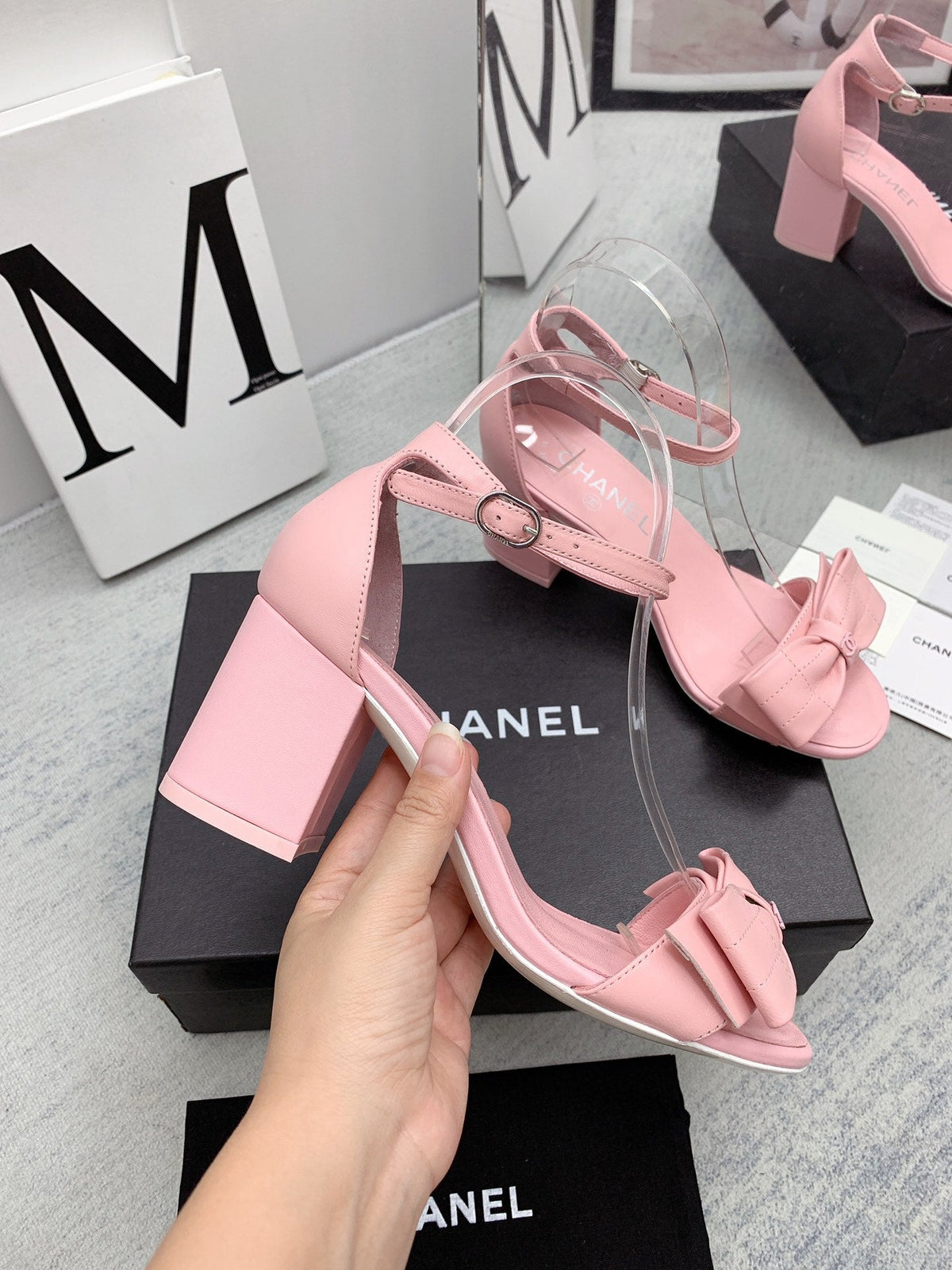 CC 26s Ankle Strap Sandals 6cm Pink Leather 163410