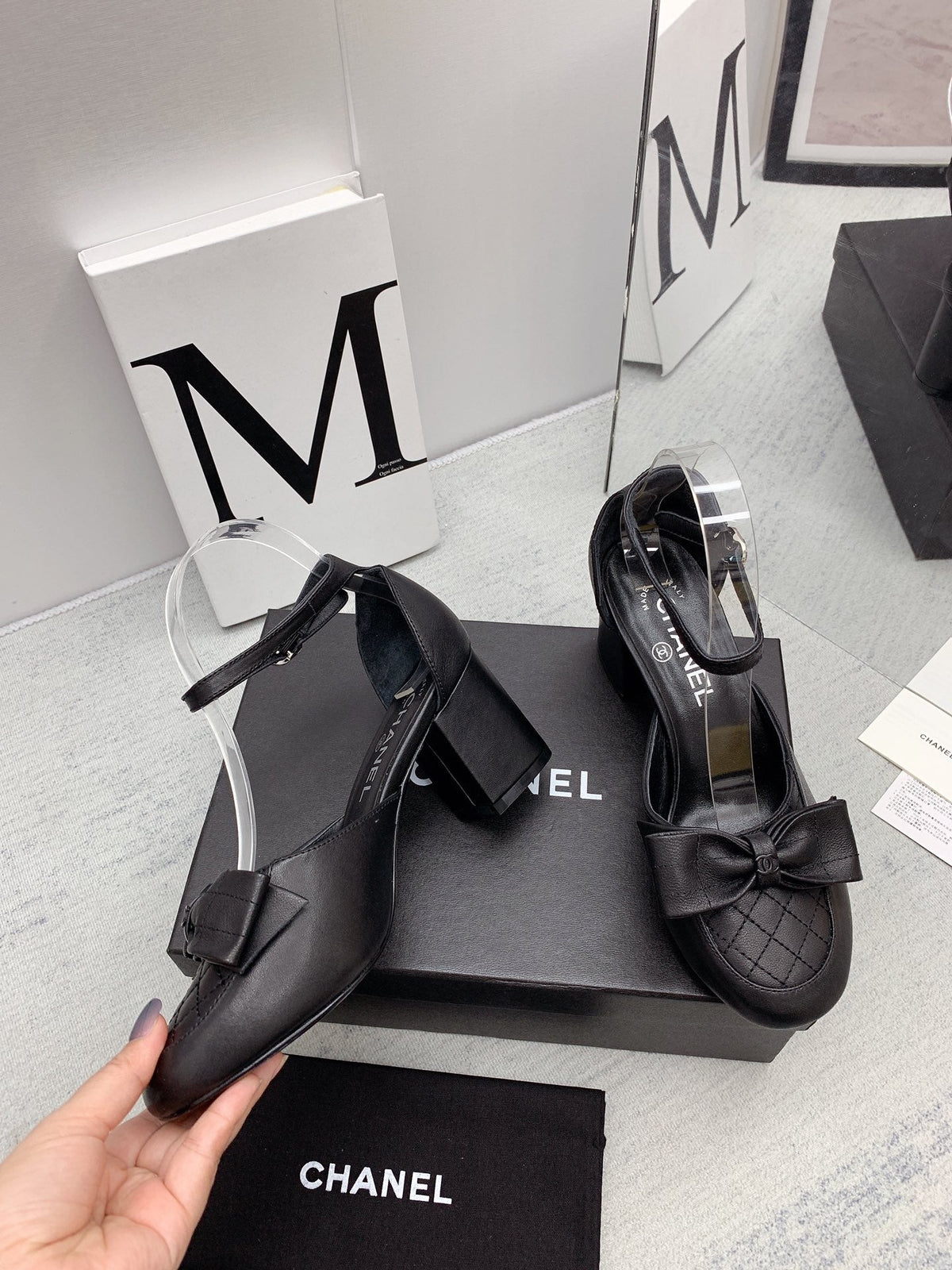 CC 26s Ankle Strap Heels 6cm Black Leather 163418