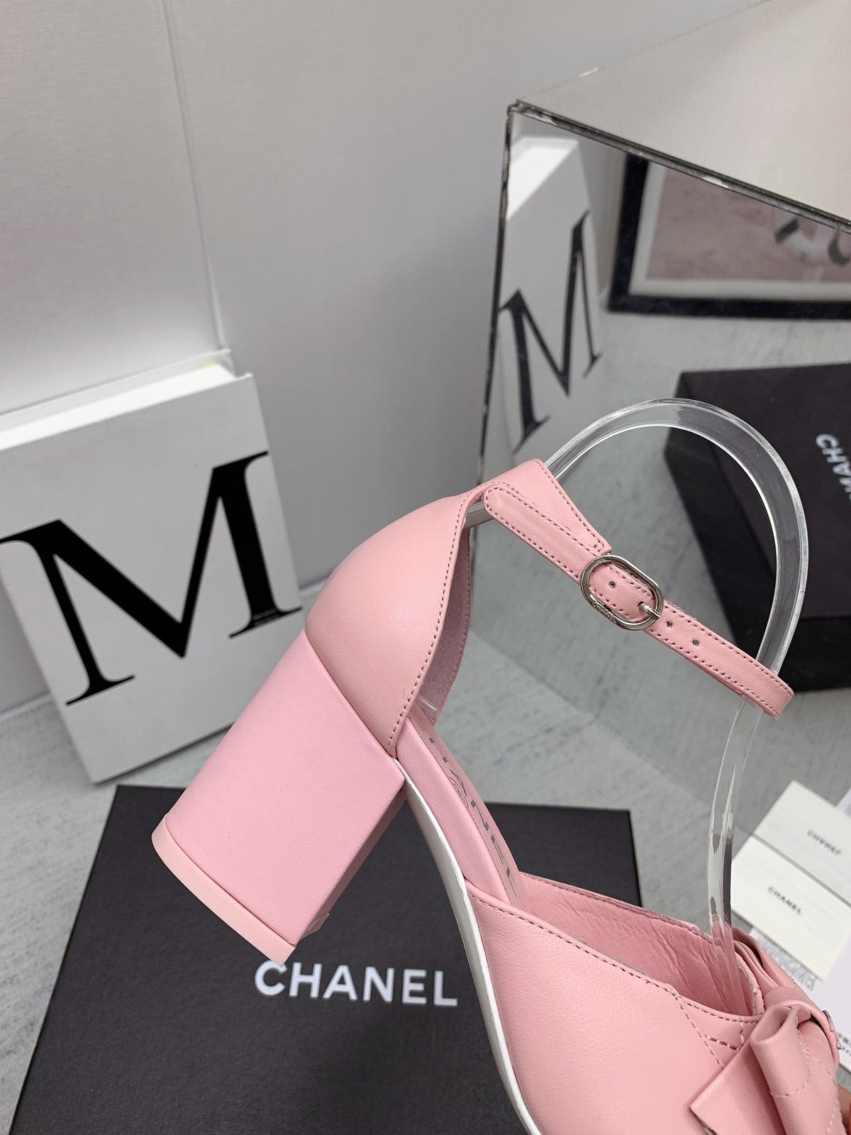 CC 26s Ankle Strap Heels 6cm Pink Leather 163415