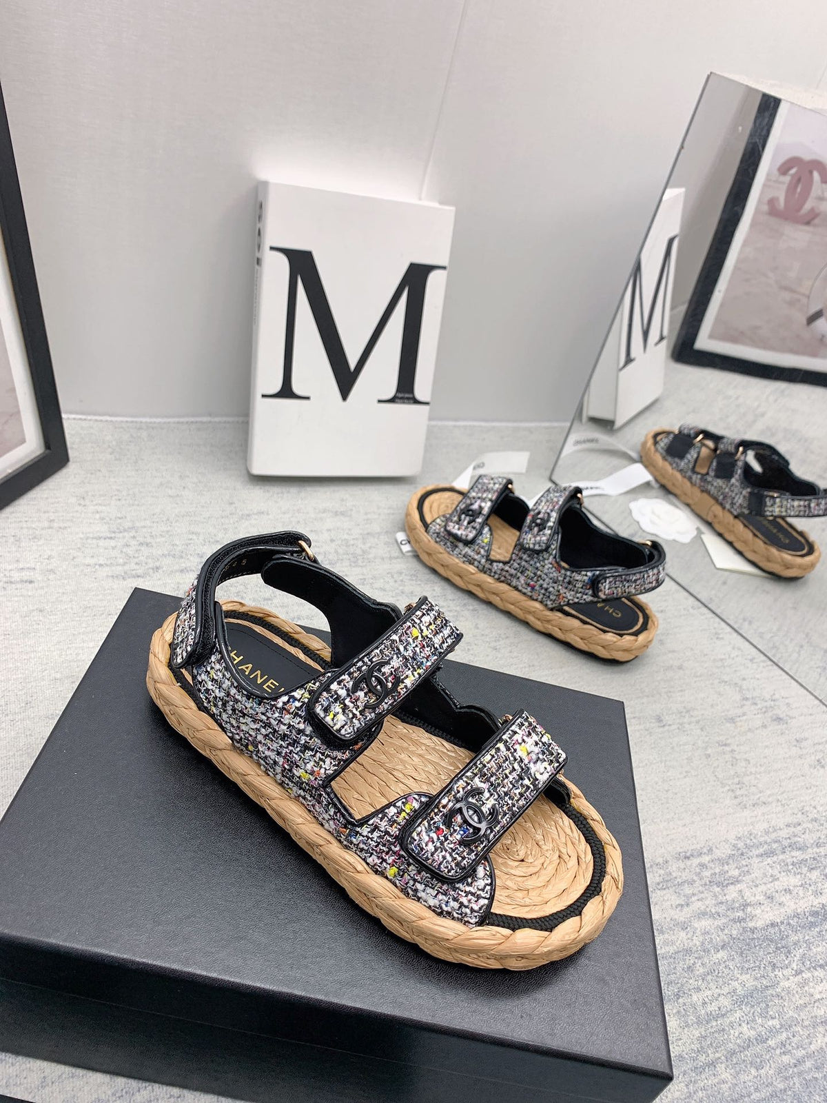 CC 26s Dad Sandals Black Tweed Cord 160039