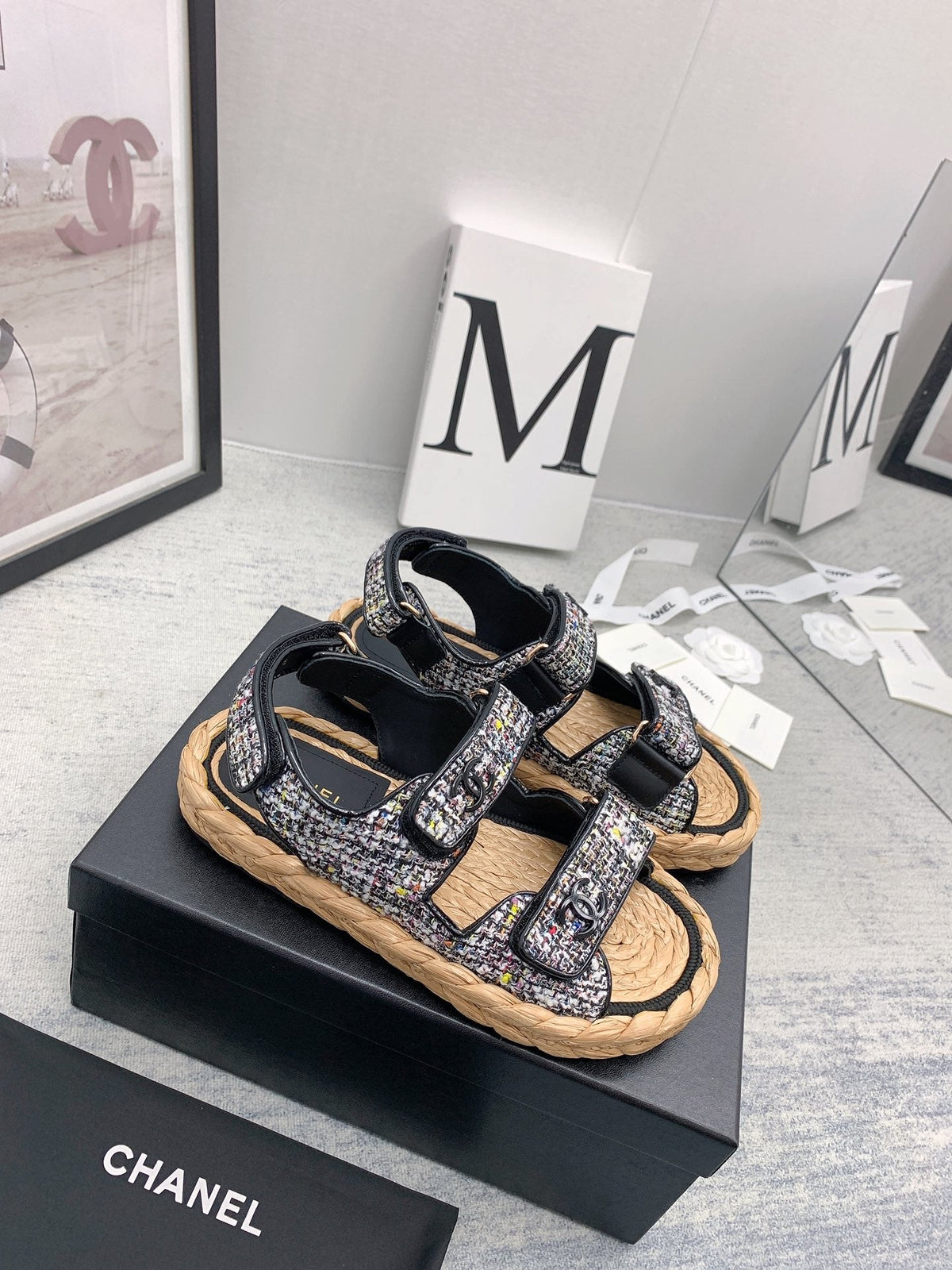 CC 26s Dad Sandals Black Tweed Cord 160039
