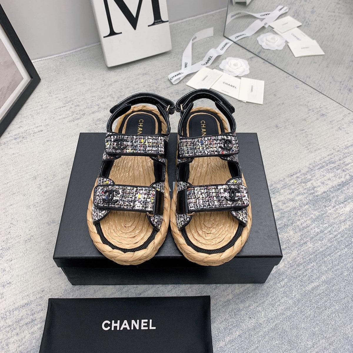 CC 26s Dad Sandals Black Tweed Cord 160039