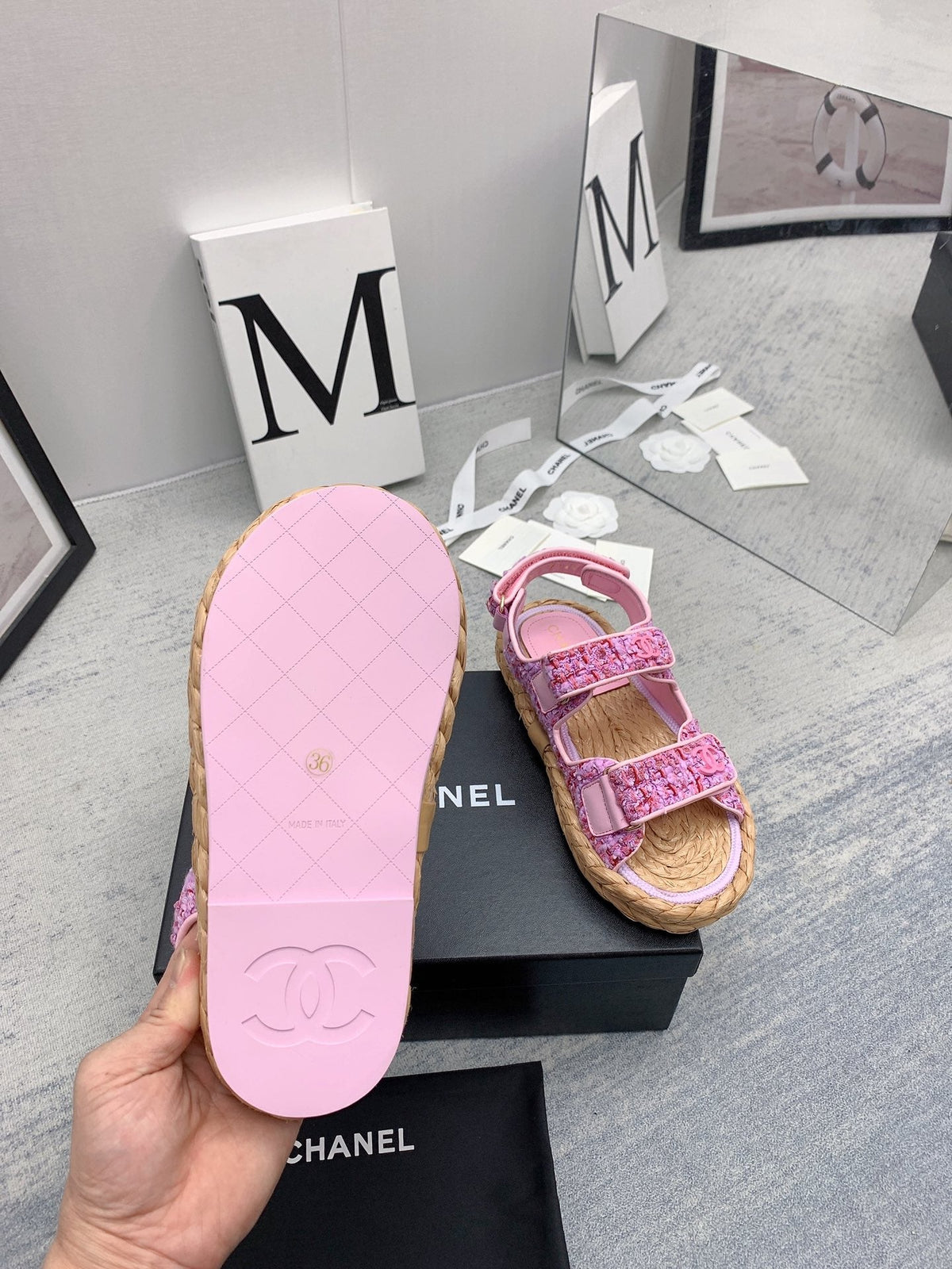 CC 26s Dad Sandals Pink Tweed Cord 160040
